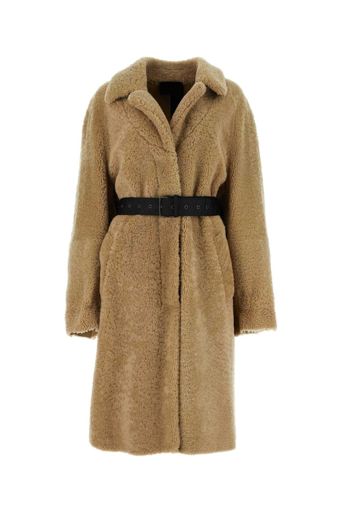 image of Prada Beige Shearling Coat in Beige O Tan, Women's (Size Medium)