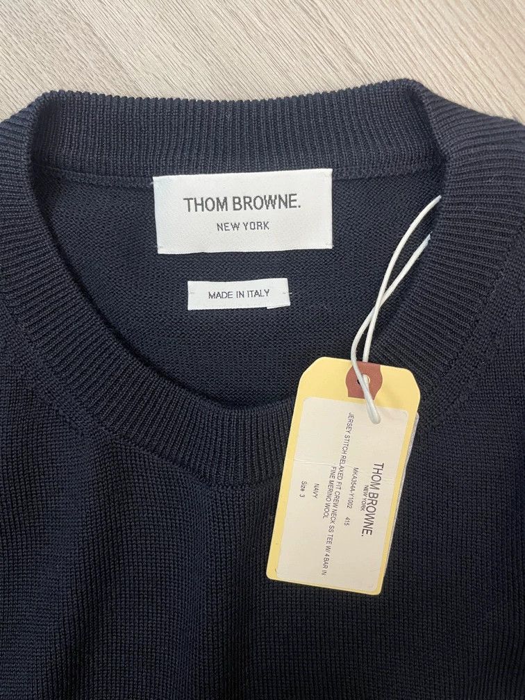 Thom Browne Thom browne Dark blue four-striped high-end knitted short-s Size US L / EU 52-54 / 3 - 6 Thumbnail