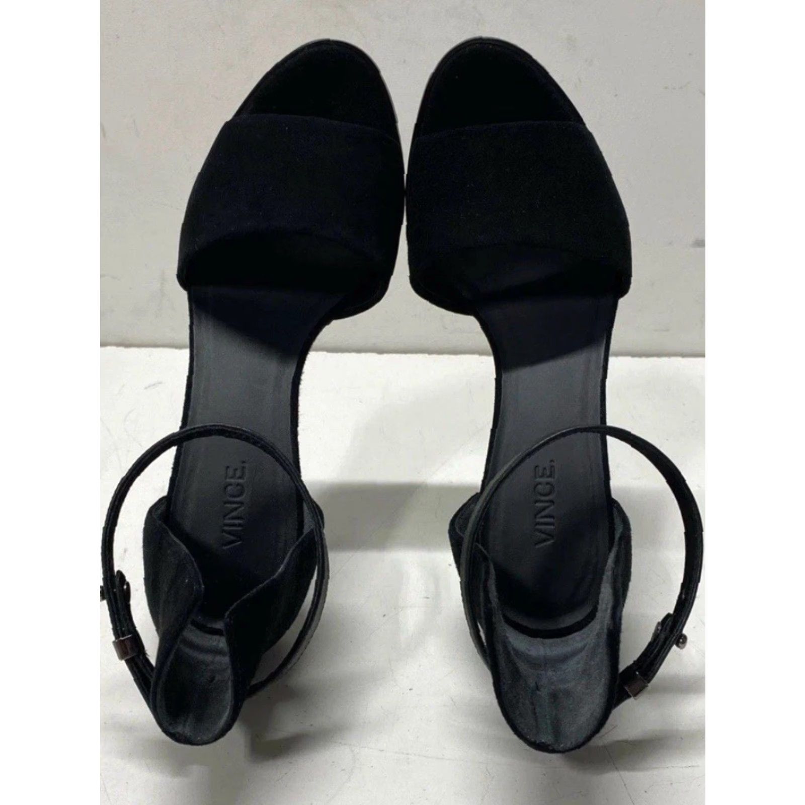Vince Vince Heels Women Strappy Open Toe Open Toe Buckle Adjustable Strap Suede Leather Lining Black 36 EU 6 US 3.5 UK -- Size US 6 / IT 36 - 4 Thumbnail