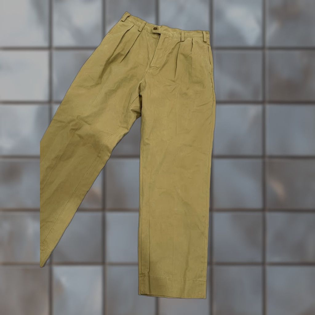 Doublet non-stock mfg Chino Pants Men 31x29 Beige Cotton Pleated 1930s IVY Style High Rise Trousers - Khaki Size US 31 - 1 Thumbnail