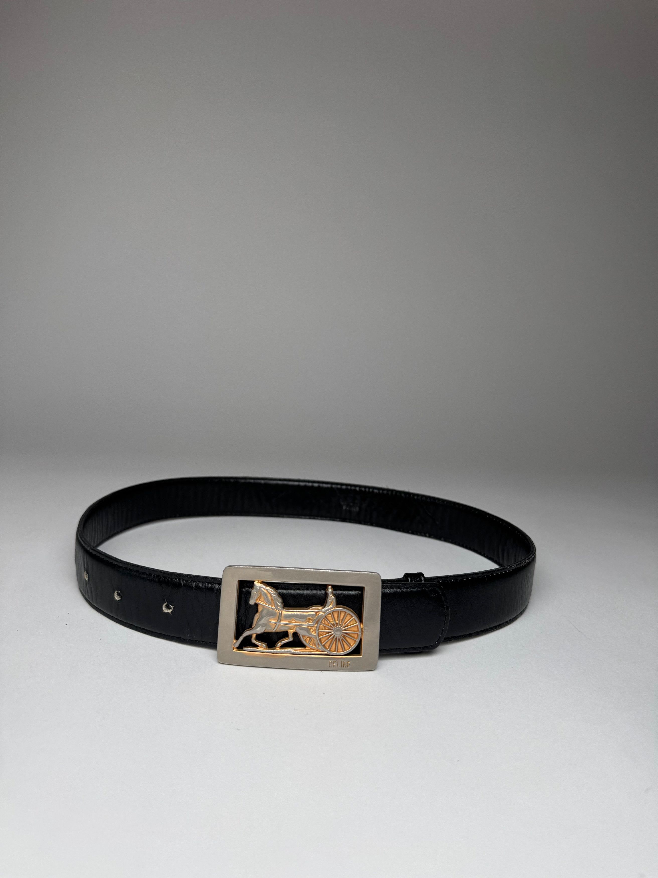 Celine Vintage Paris Leather Belt Black Size ONE SIZE - 1 Thumbnail
