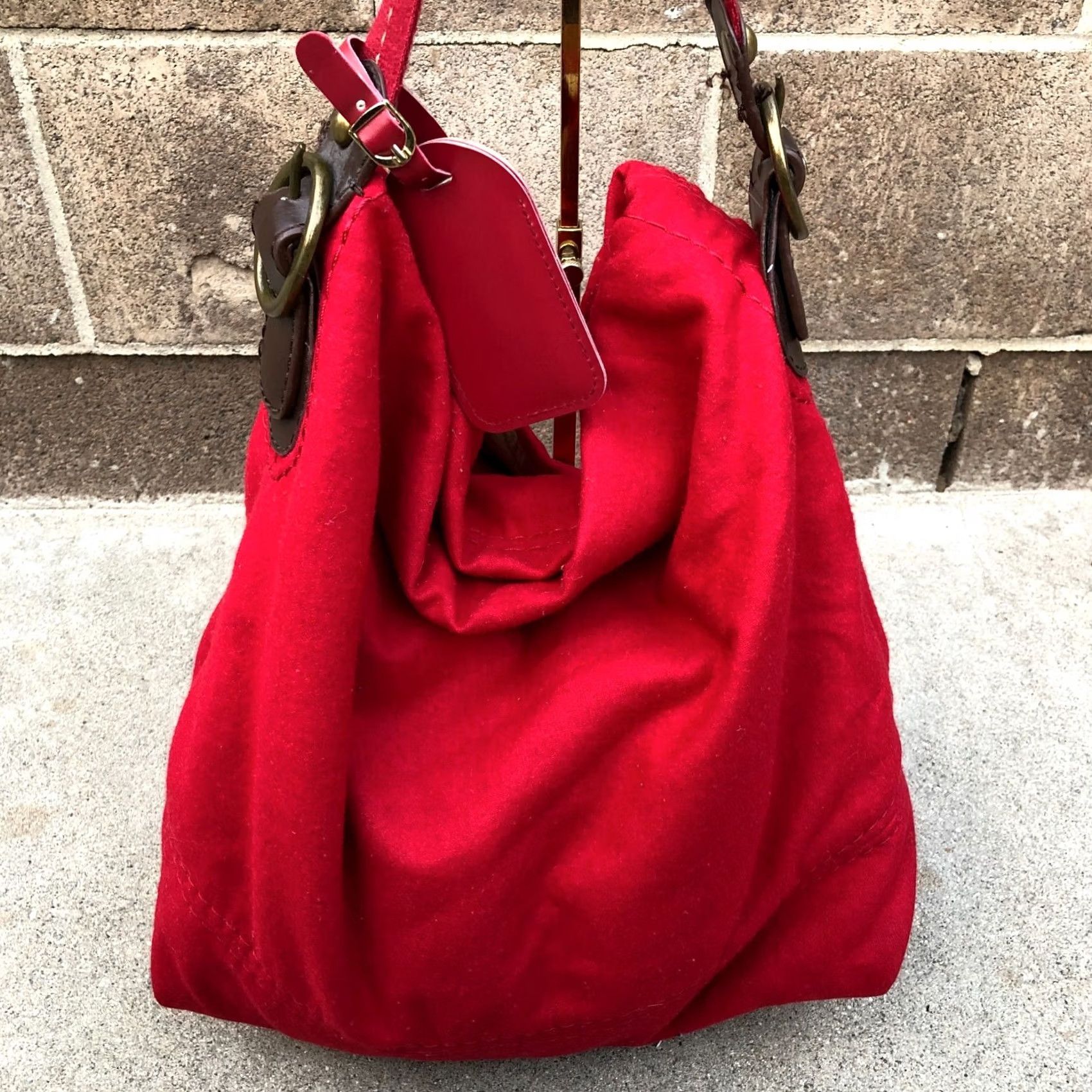 Gap Vintage GAP Shoulder Bag Purse Hand Satchel Red Felt Women's Size ONE SIZE - 2 Thumbnail