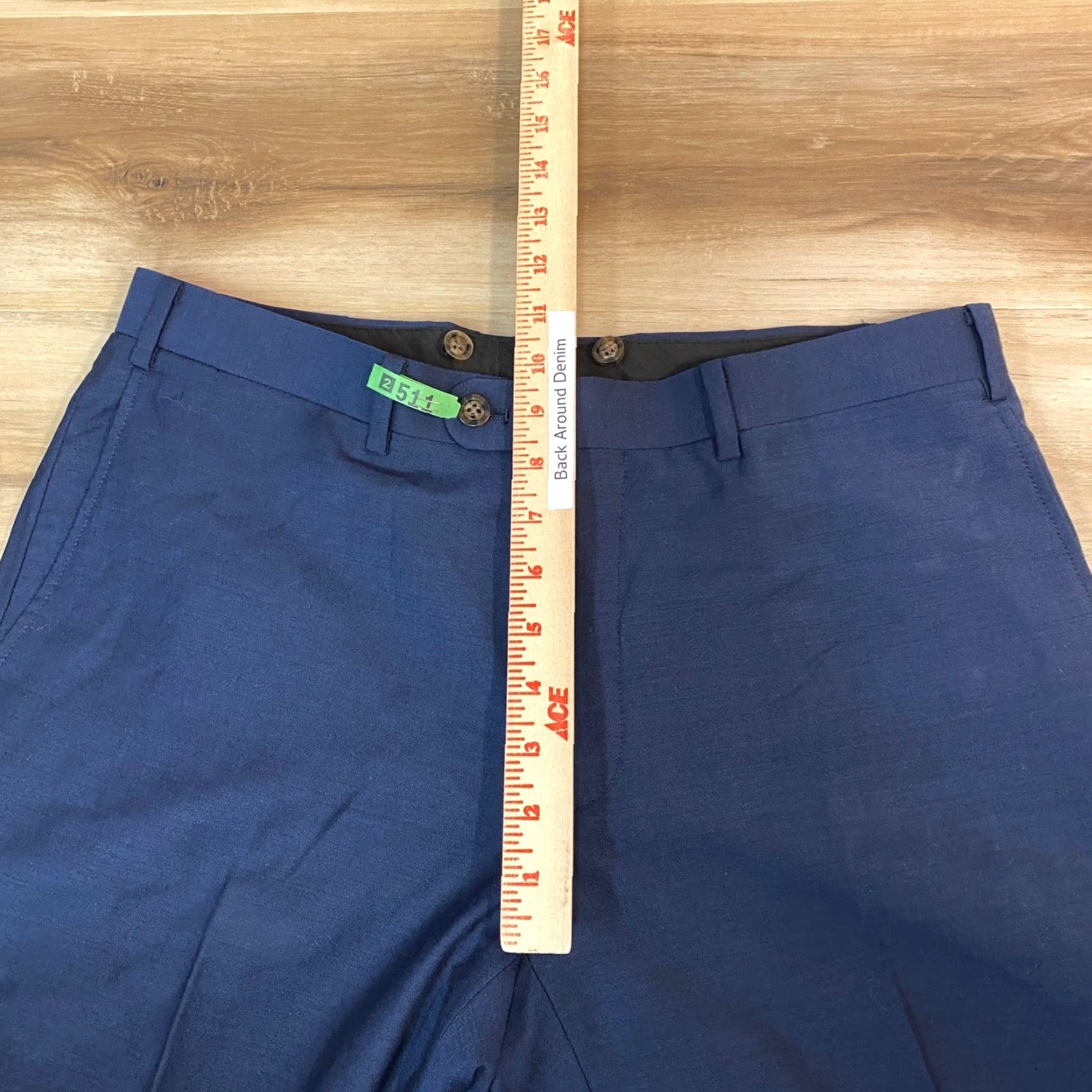 Vintage Indochino Dress Pants Men 34x33 Newbury Navy Blue Wool Trousers Slim Flat Front Business Formal Wedding Size US 34 / EU 50 - 5 Thumbnail