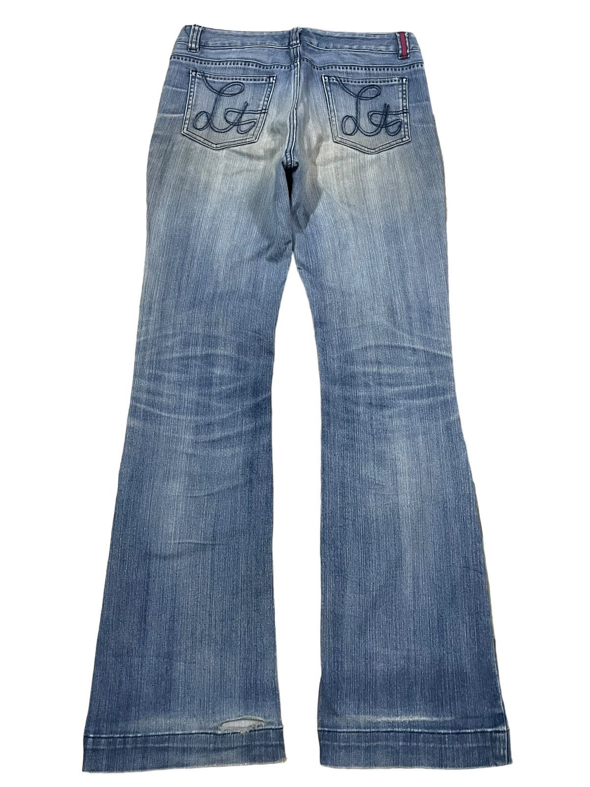 Japanese Brand Vintage Japanese Brand Crazy Front Pocket Washed Flare Jeans Size 31" - 8 Thumbnail