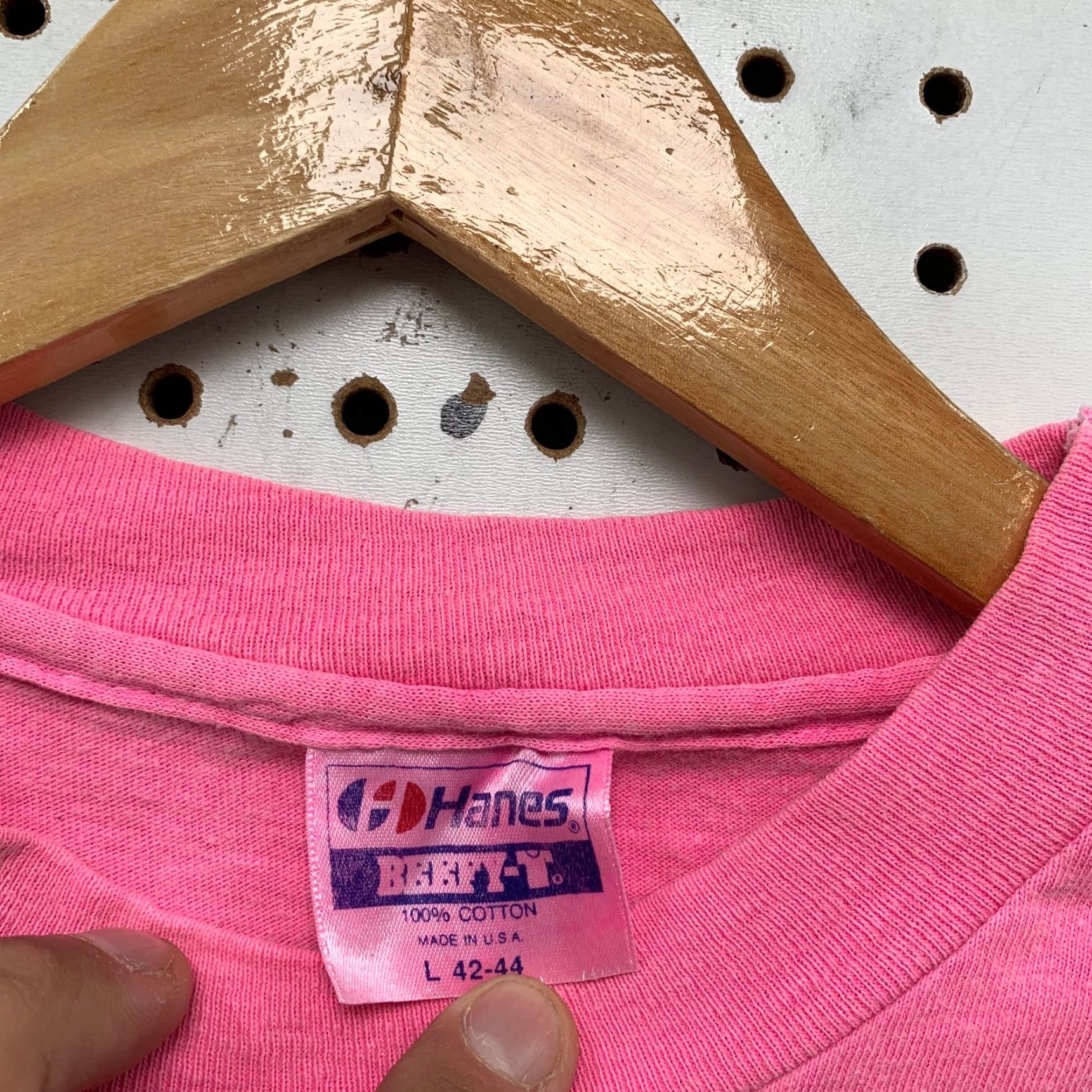 Hanes VINTAGE Arkansas Hanes Beefy-T Shirt Mens L Pink USA 80s 1990s Short Sleeve Crew Neck Cotton Graphic Print Size US L / EU 52-54 / 3 - 5 Thumbnail