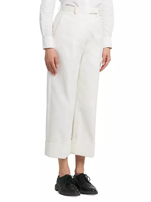 Thom Browne o1s22i1n0924 Cropped Wide Leg Jeans in White Size 27" / US 4 / IT 40 - 4 Thumbnail