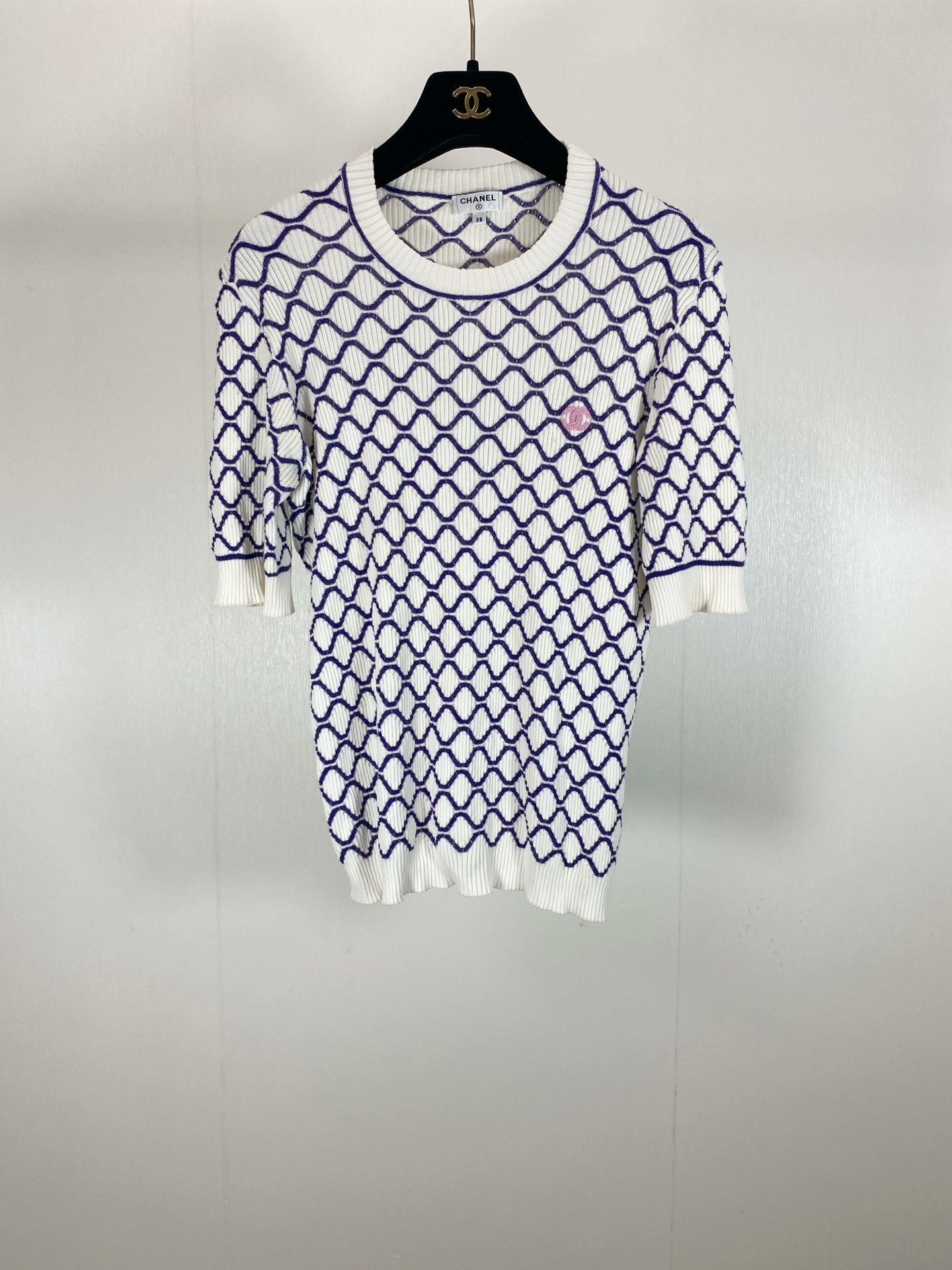 Chanel Chanel Pink Quilted Knit Short-Sleeve Top Size S / US 4 / IT 40 - 1 Thumbnail