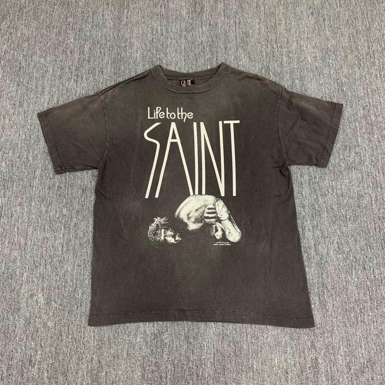 Saint Michael Saint MichaelWashed black Jesus print short sleeves 2505-Ne Size US M / EU 48-50 / 2 - 1 Thumbnail