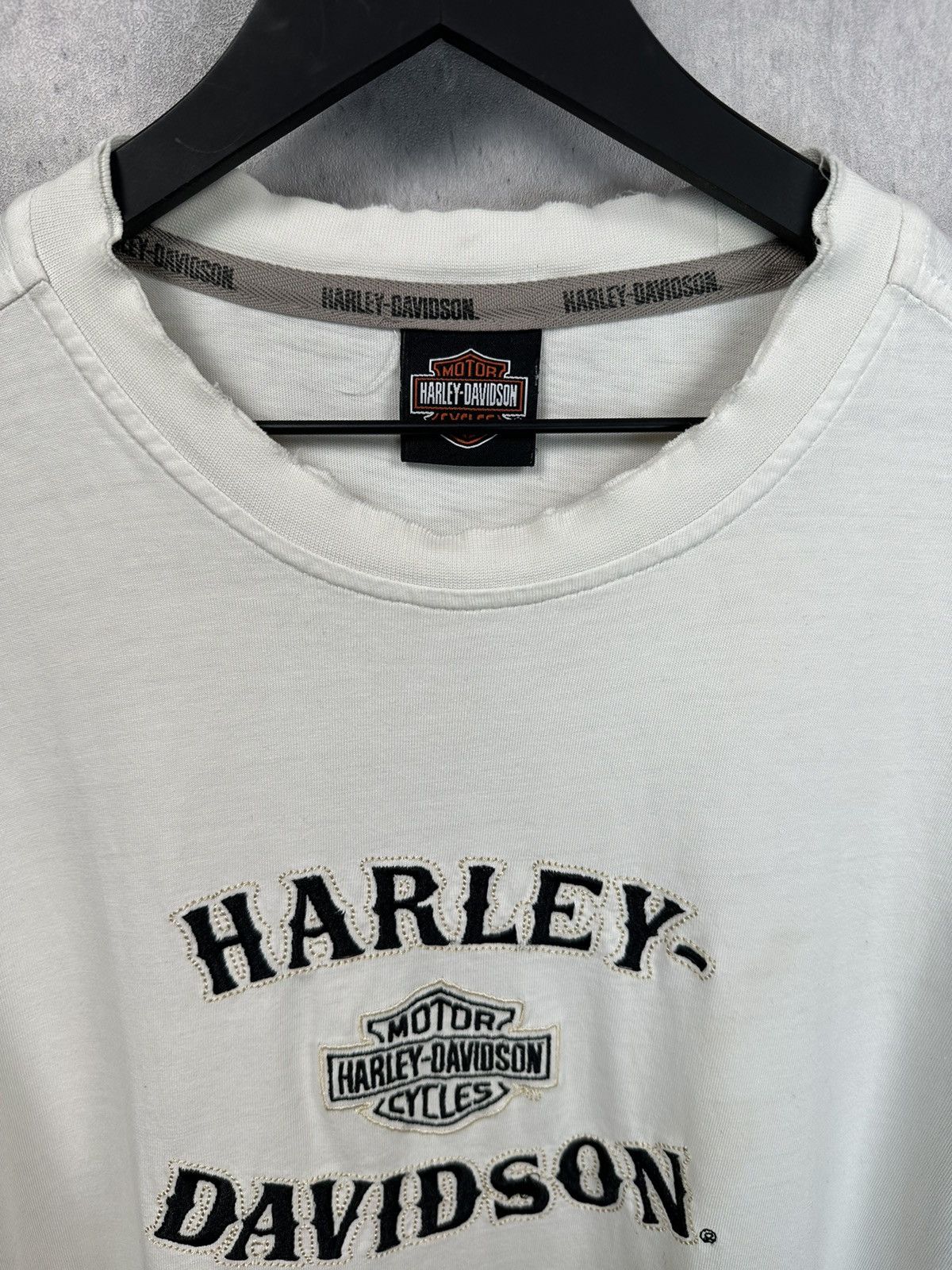 Harley Davidson × Vintage × West Coast Choppers Vintage Harley Davidson Embroidered Logo Tee Shirt Size US L / EU 52-54 / 3 - 3 Thumbnail