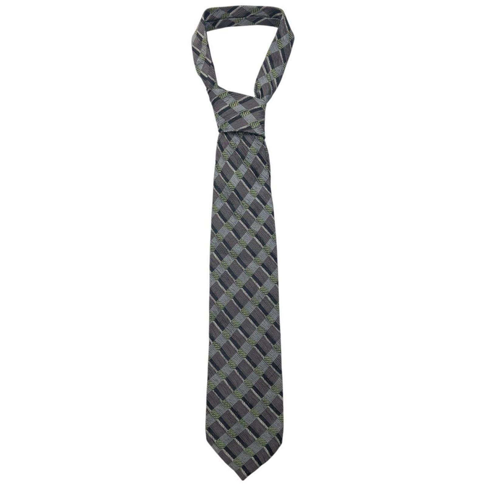 Issey Miyake Vintage Issey Miyake Checkered Silk Tie Size ONE SIZE - 1 Thumbnail