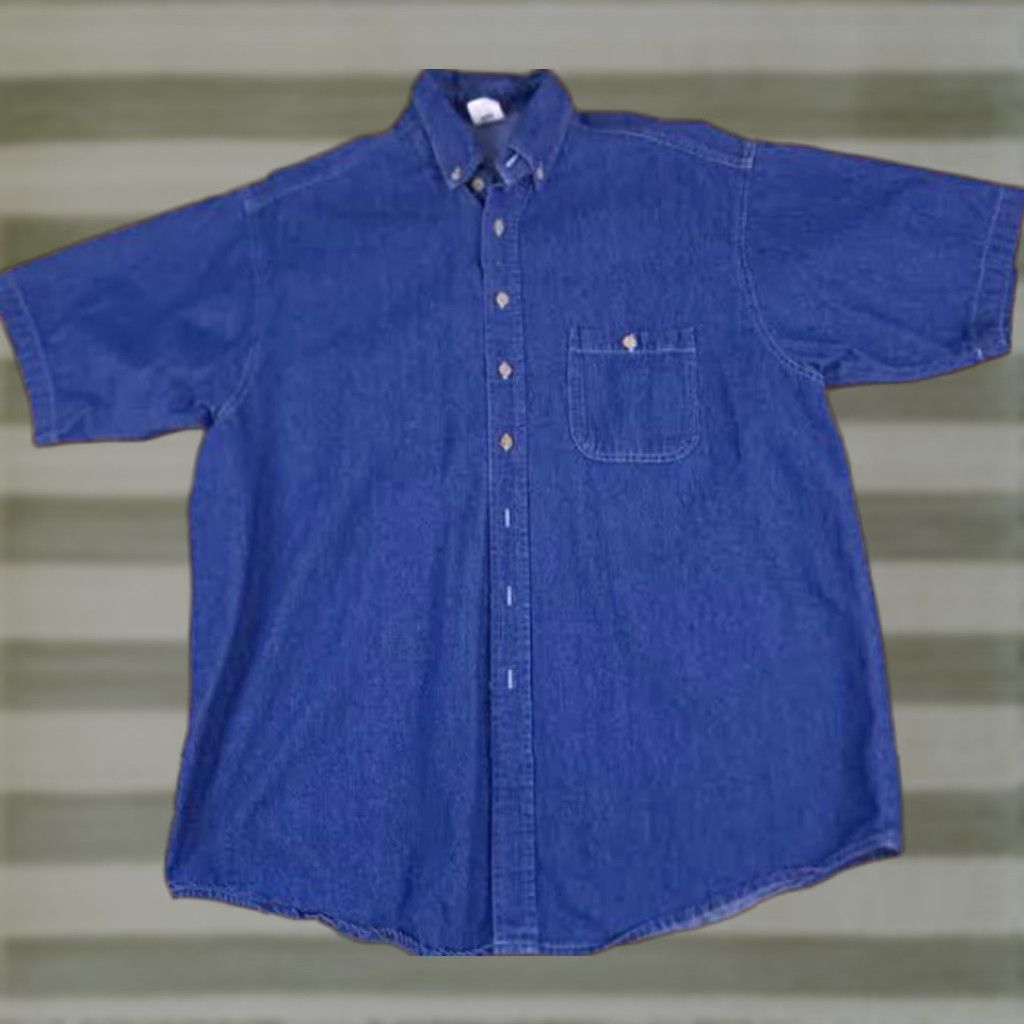 Vintage VINTAGE Union Line USA Made Short Sleeve Shirt XL Men Blue Regular 33in 26in Chest EUC Size US XL / EU 56 / 4 - 1 Thumbnail