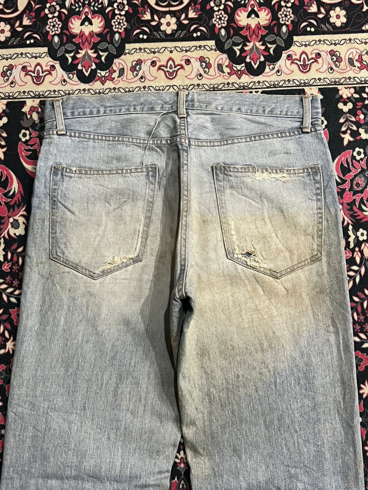 Japanese Brand Vintage Japan Blue Way Light Washed Trashed Jeans Size US 33 - 7 Thumbnail
