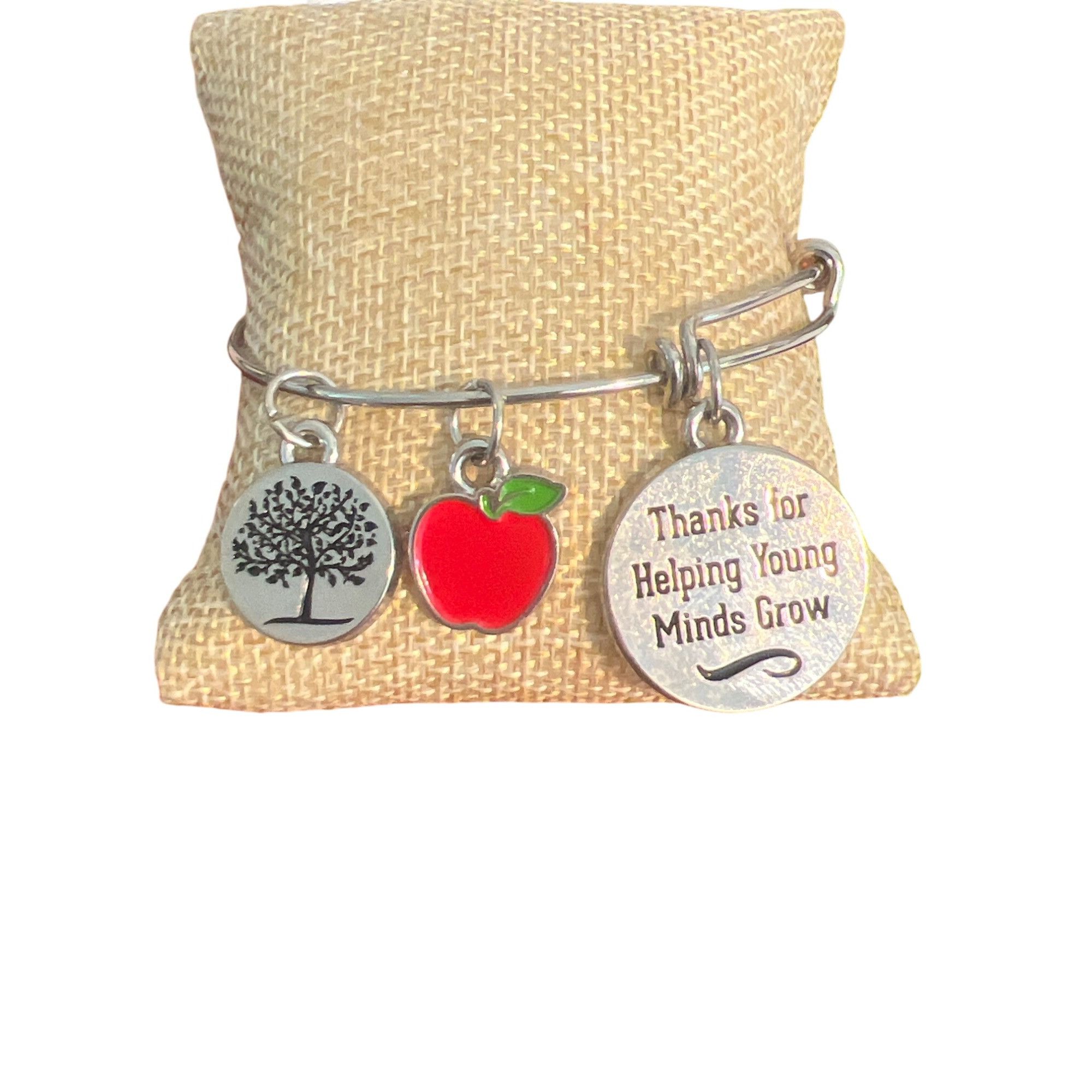 Other Silver Tone Adjustable Bangle Bracelet Teacher Gift Thanks H Size ONE SIZE - 1 Thumbnail