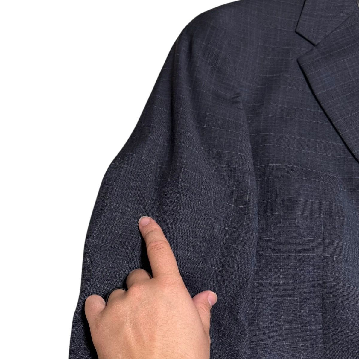 Hart Schaffner Marx Dillards Hart Schaffner Marx Navy Crosshatch Wool Blazer 44L Size 44L - 2 Thumbnail