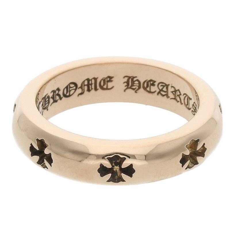 image of Chrome Hearts Plus Cutout Gold Ring - Size 8, Men's