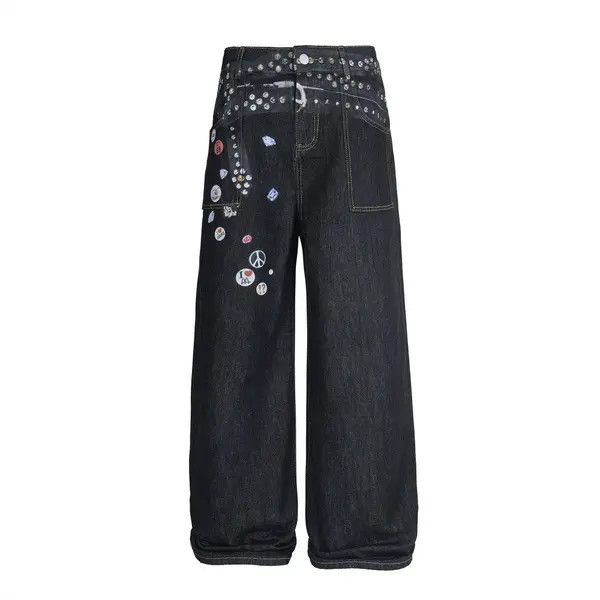Japanese Brand VIBE Men's street-rocking loose wide-leg hip-hop jeans Size US 32 / EU 48 - 1 Thumbnail
