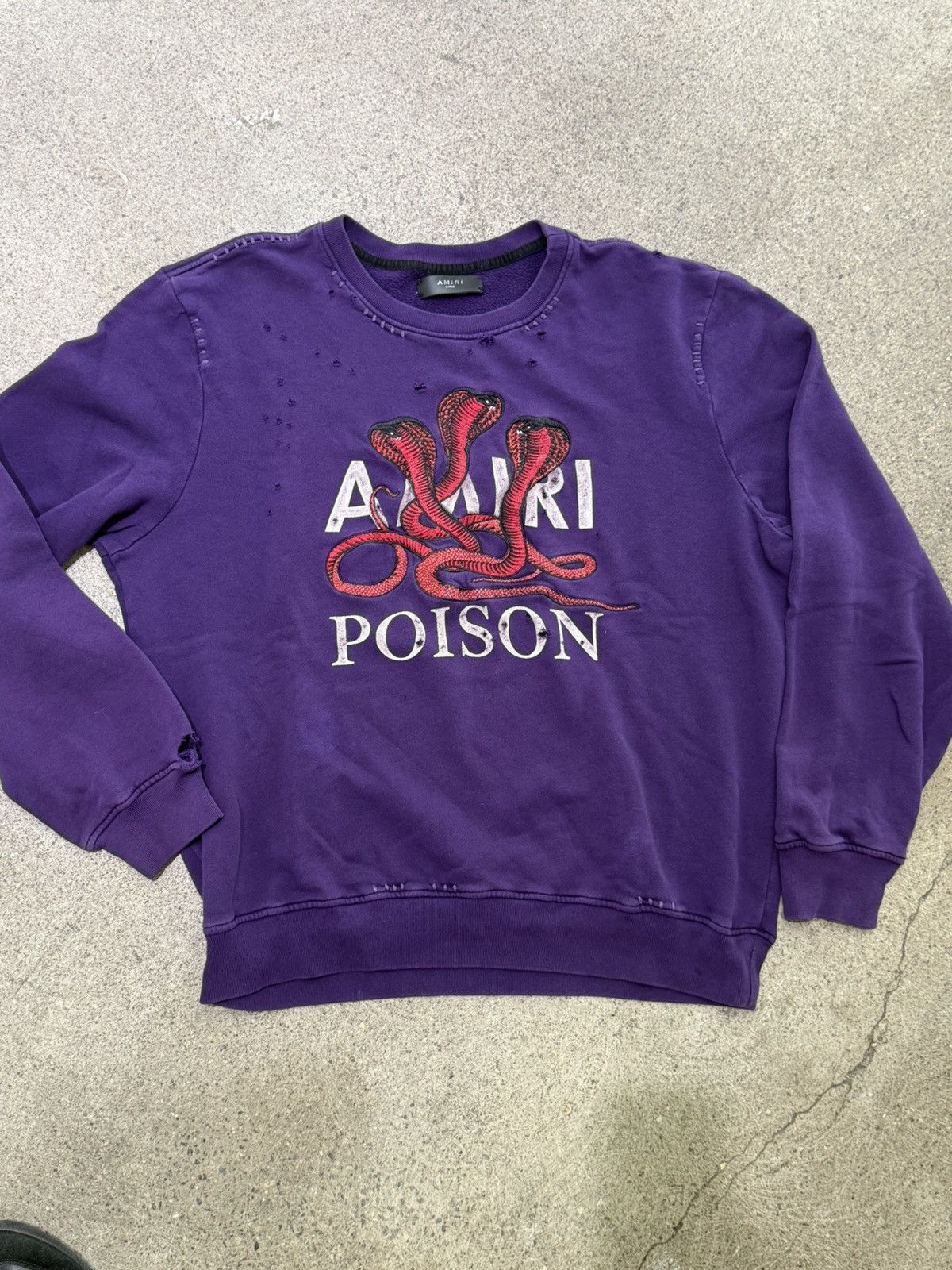 Amiri Amiri Poison Distressed Crewneck Purple Size US L / EU 52-54 / 3 - 1 Thumbnail