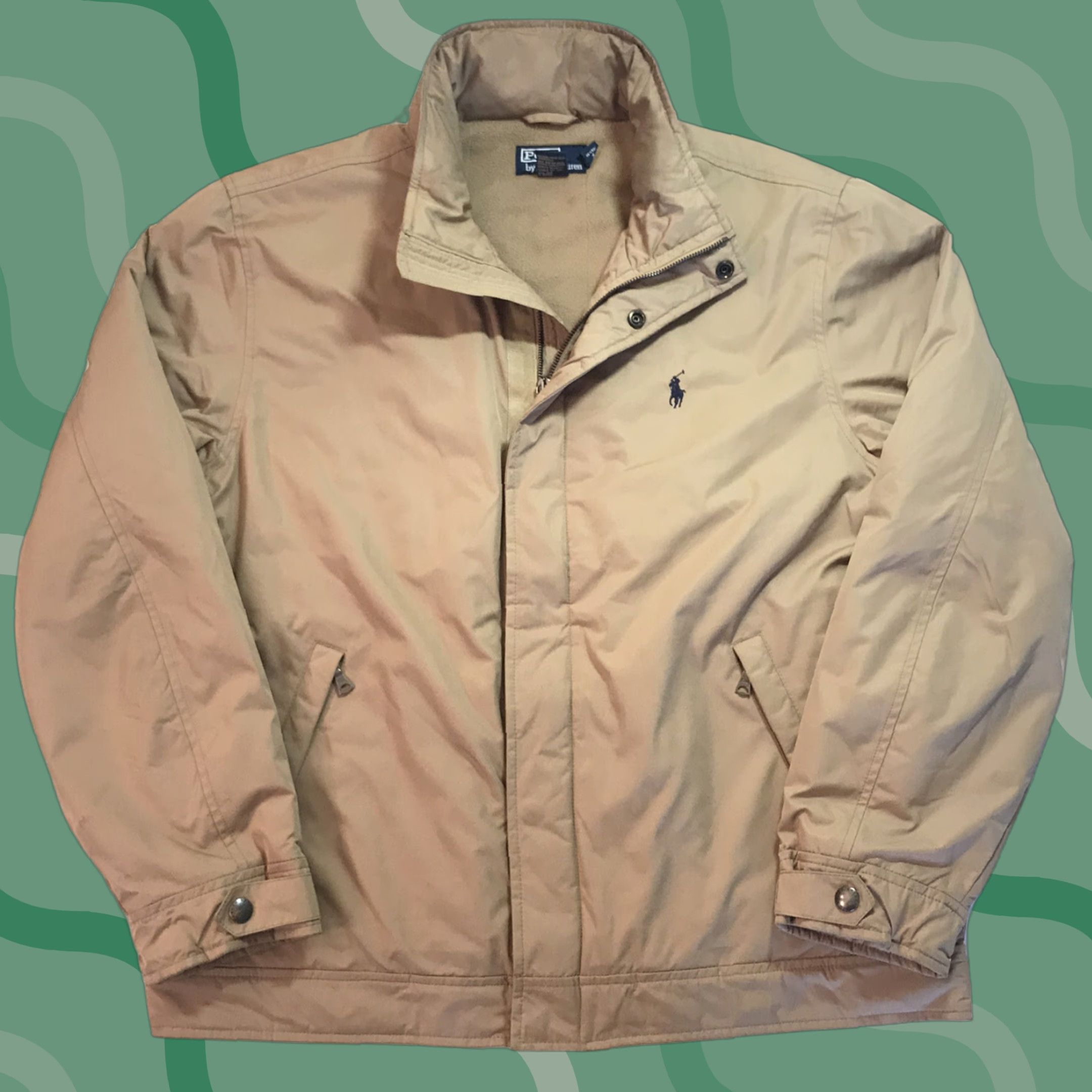 Polo Ralph Lauren VINTAGE Polo Ralph Lauren Jacket Men L 90s Nylon Fleece Lined Zip Hood Field Military Style Brown Blue Logo Lined Size US L / EU 52-54 / 3 - 1 Thumbnail
