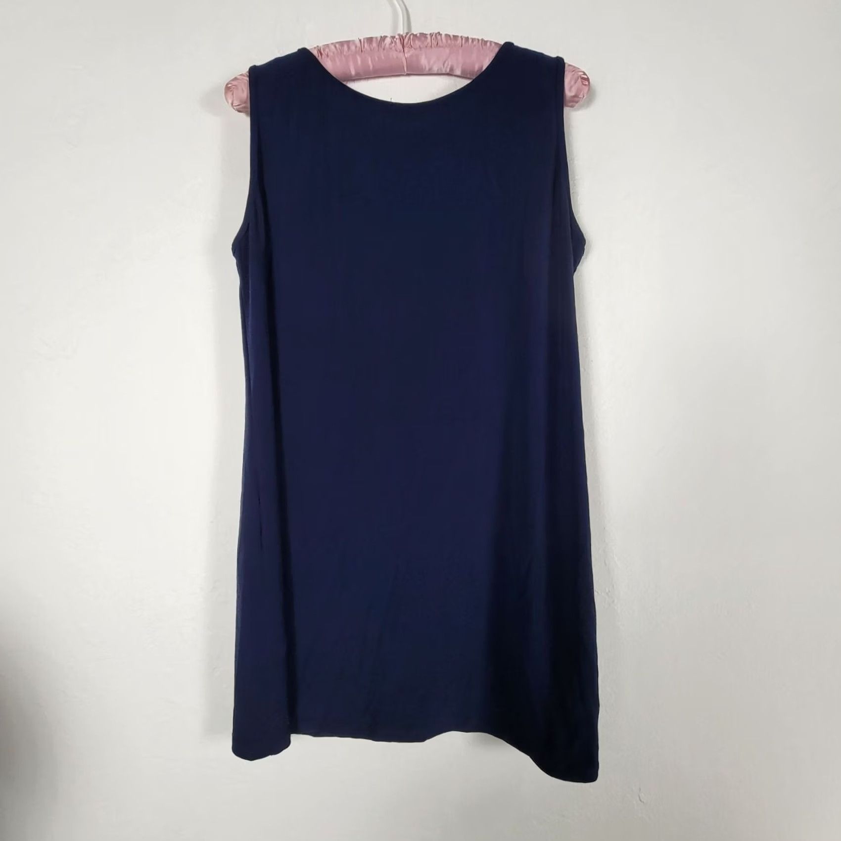 Vintage Clara Sunwoo Tunic Top/Dress Medium Navy Sleeveless Tank Stretch Knit Womens Size M / US 6-8 / IT 42-44 - 2 Thumbnail