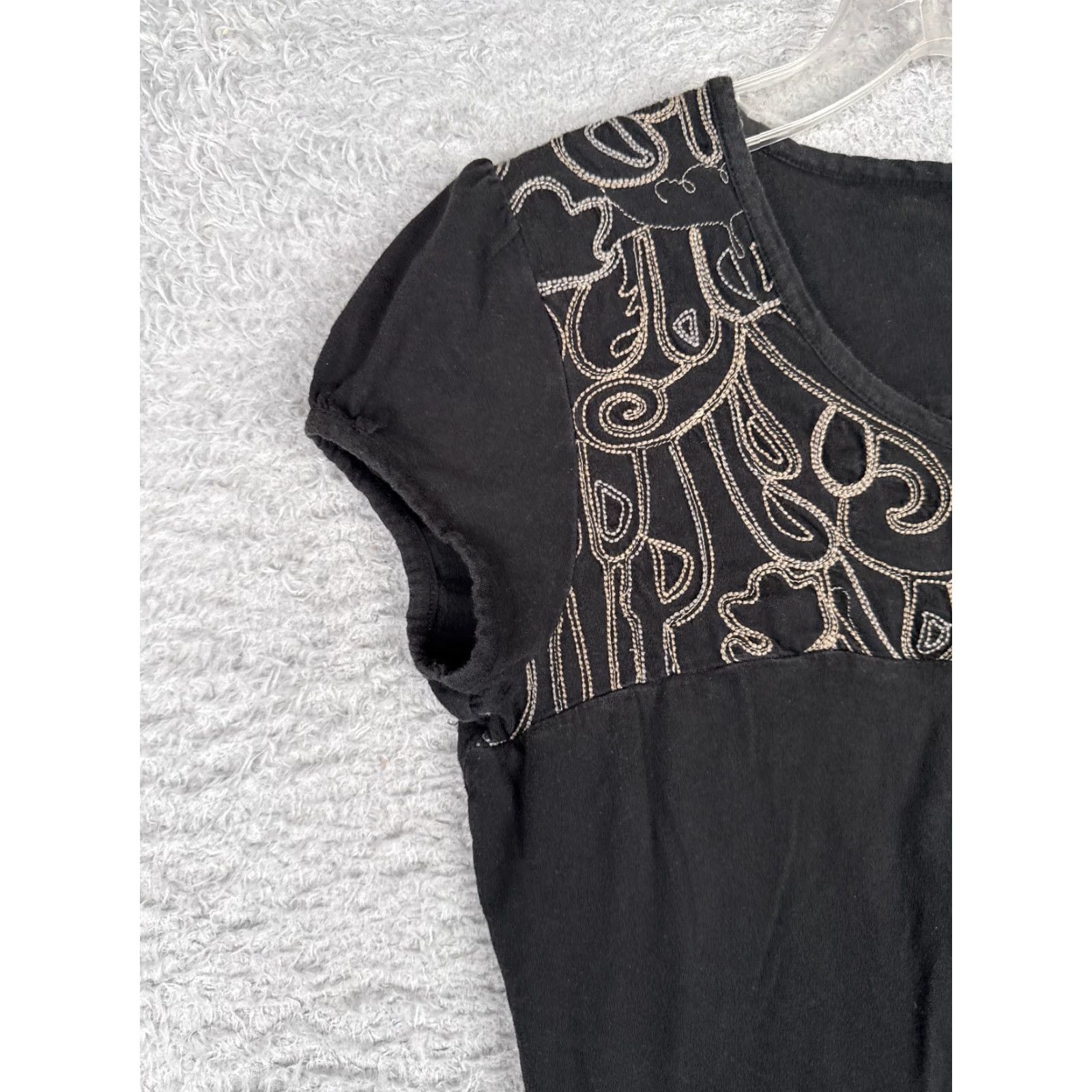 The North Face The North Face Shirt Women L Black Embroidered Crew Neck 100% Cotton Womens Size L / US 10 / IT 46 - 3 Thumbnail