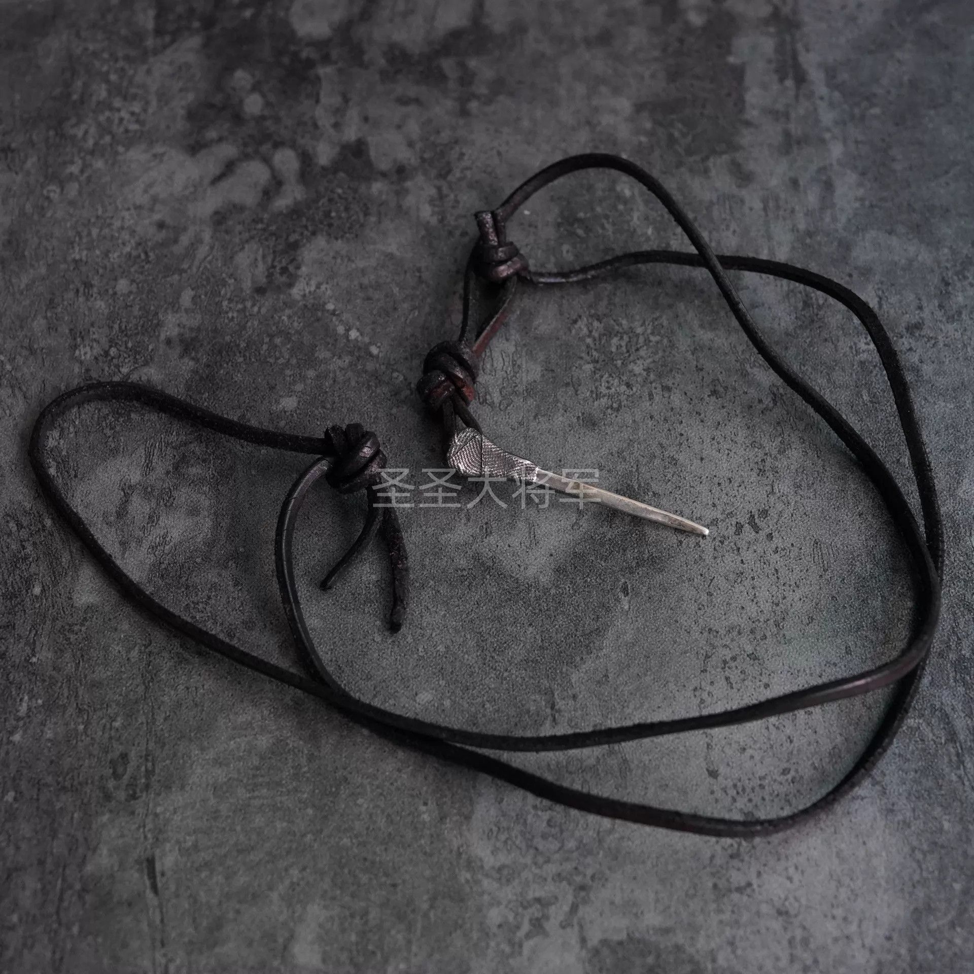 DETAJ Detaj SilverBlack Silver Needle Cowhide Necklace OS Size ONE SIZE - 4 Thumbnail