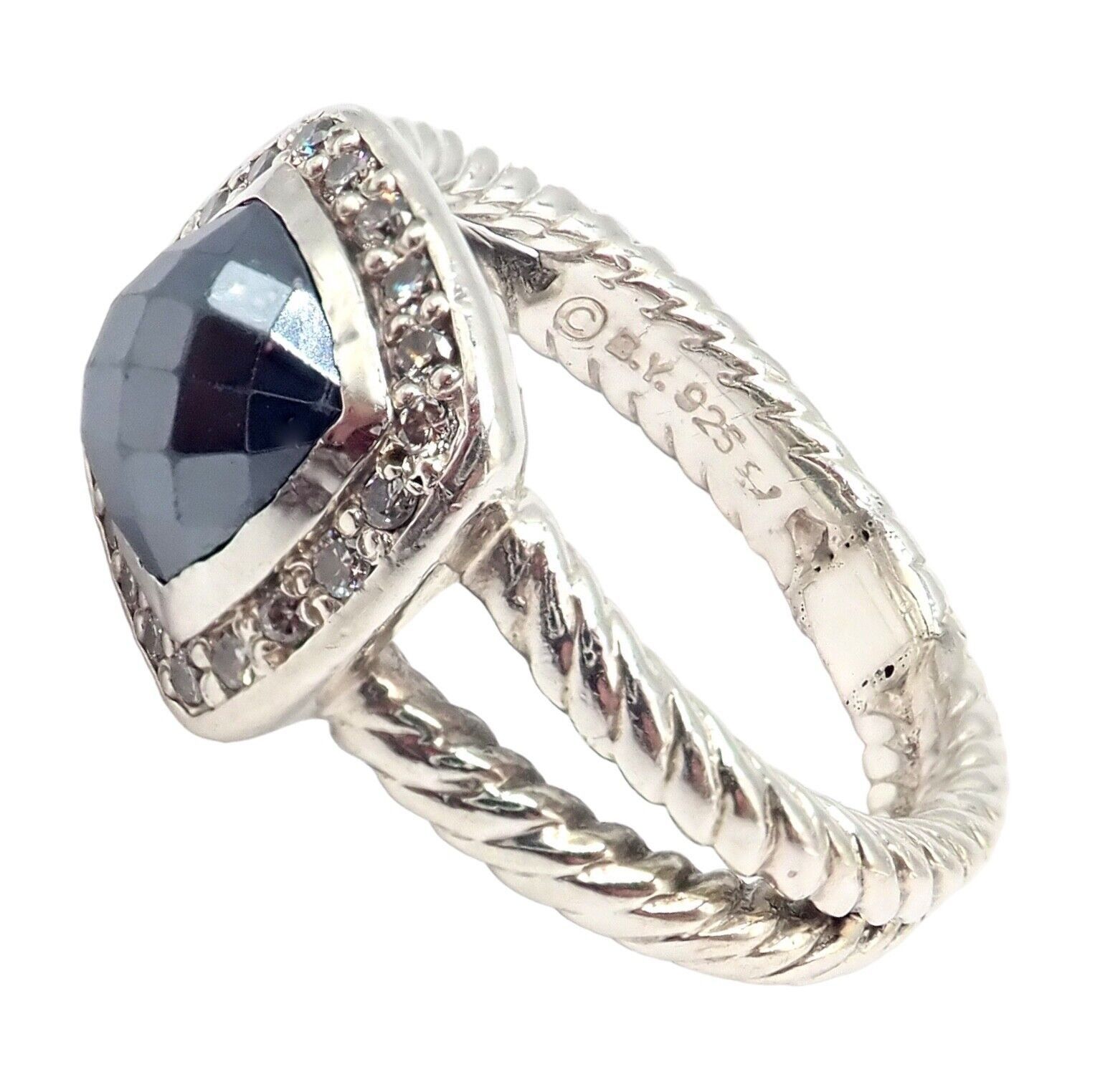 DY Silver Hematite Diamond Petite Albion Split Cable Ring 7