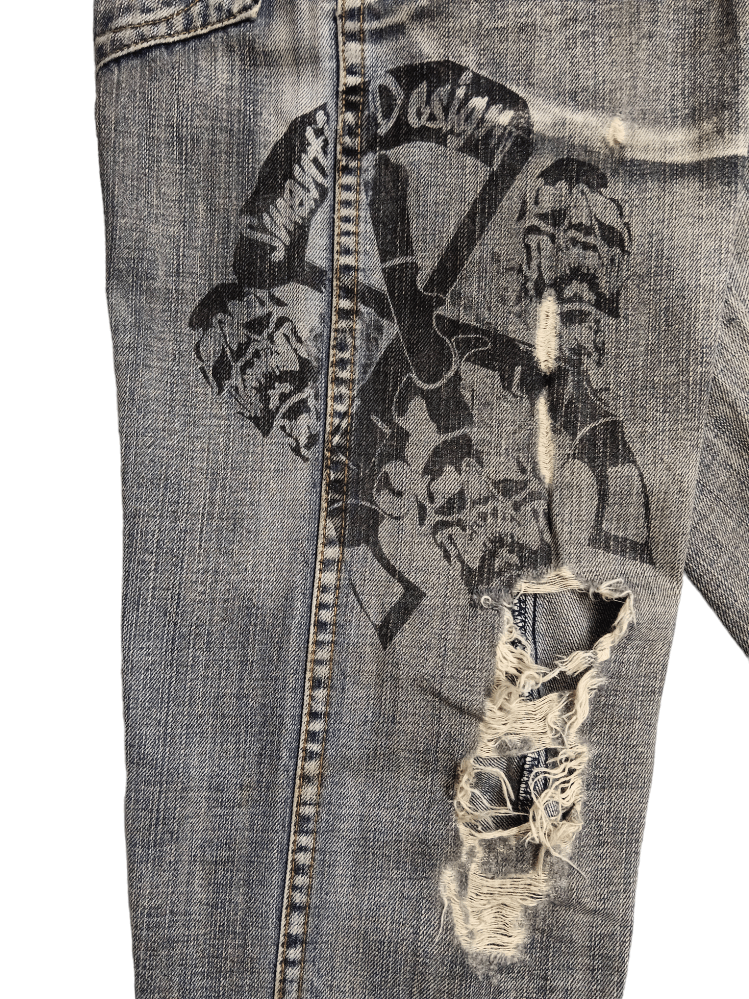 semanticdesign Semantic Design Tribal Tattoo Distressed Flare Denim Size US 30 / EU 46 - 6 Thumbnail