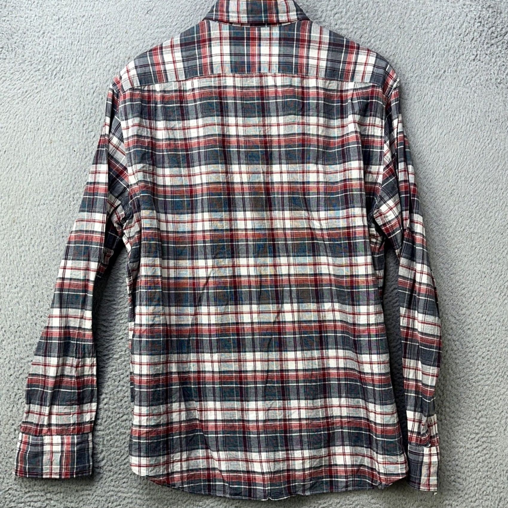J.Crew J Crew Mens XL Slim Fit Shirt Button Down Blue Red Plaid Linen Blend Flap Pocket Size US XL / EU 56 / 4 - 3 Thumbnail
