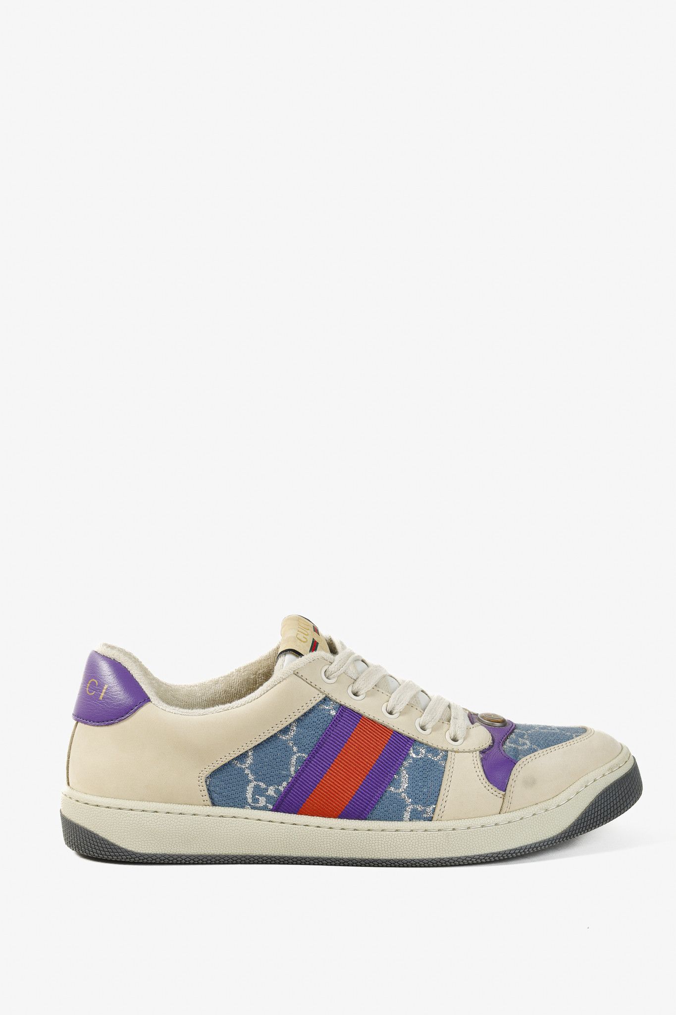 スニーカー GUCCI SNEAKER WITH GG CROSS IN WHITE LEATHER AND MESH Gucci Gucci Sneaker With Gg Cross In White Leather And Mesh
