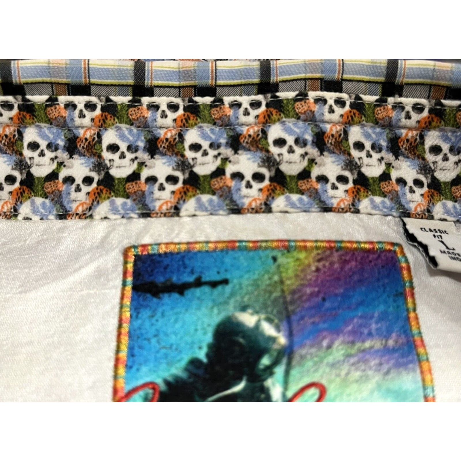 Robert Graham Robert Graham Plaid Button Up Shirt Mens Large Skull Flip Cuff Multicolor Cotton Size US L / EU 52-54 / 3 - 6 Thumbnail