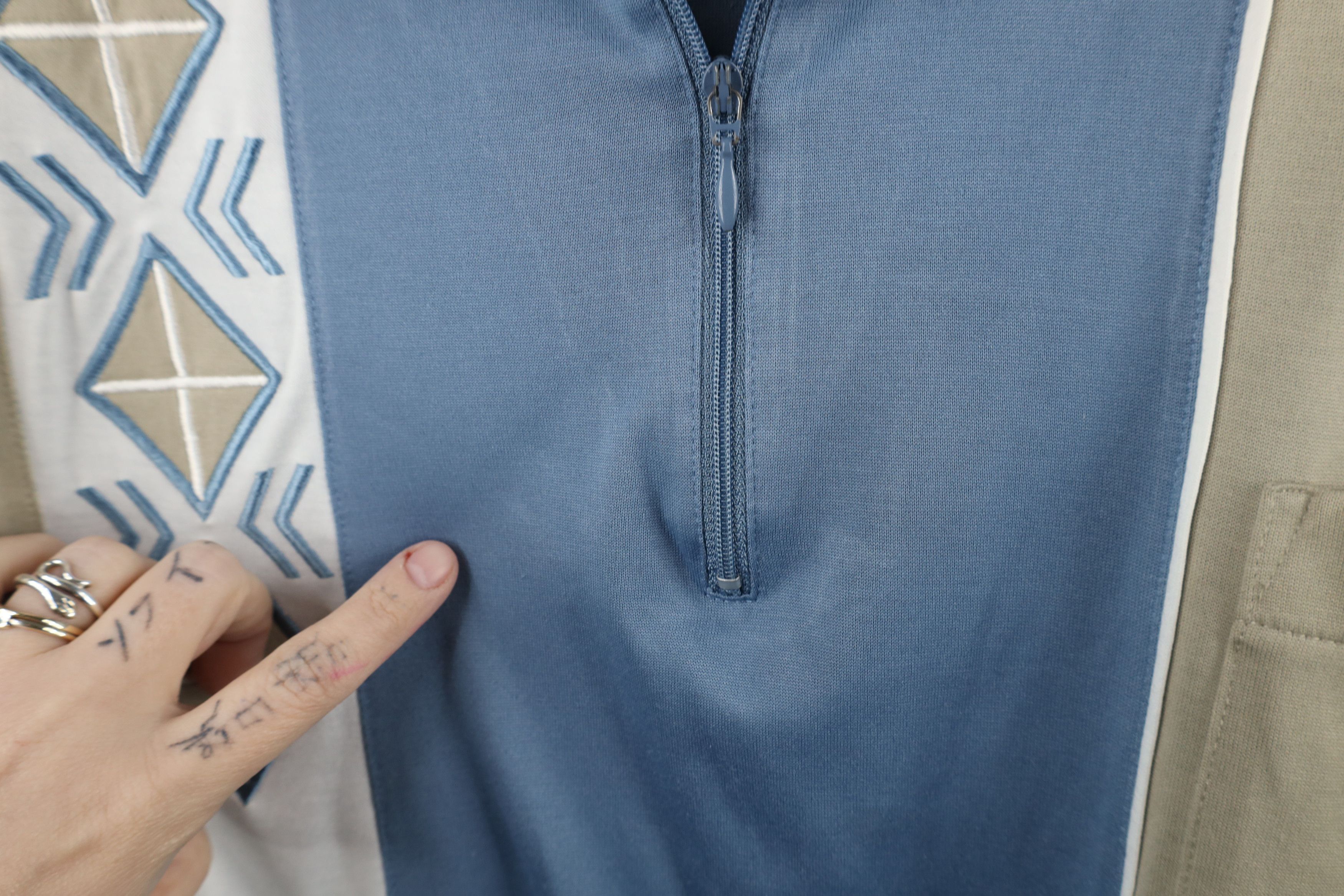 Vintage Vintage 90s Streetwear Panel Argyle Diamond Half Zip Polo Size US L / EU 52-54 / 3 - 6 Thumbnail