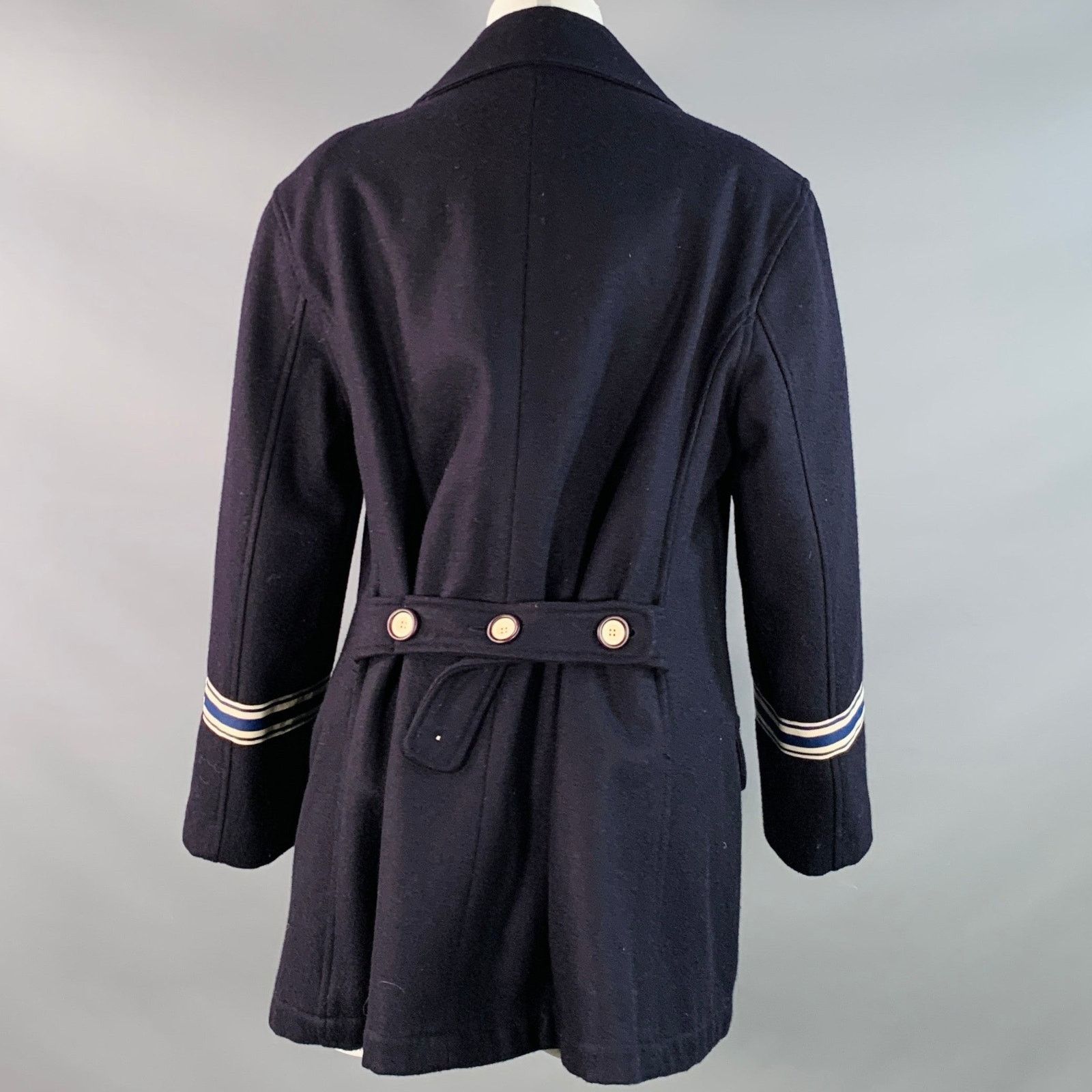 Giorgio Armani Size M Navy White Wool Blend Double Breasted Coat Size M / US 6-8 / IT 42-44 - 3 Thumbnail