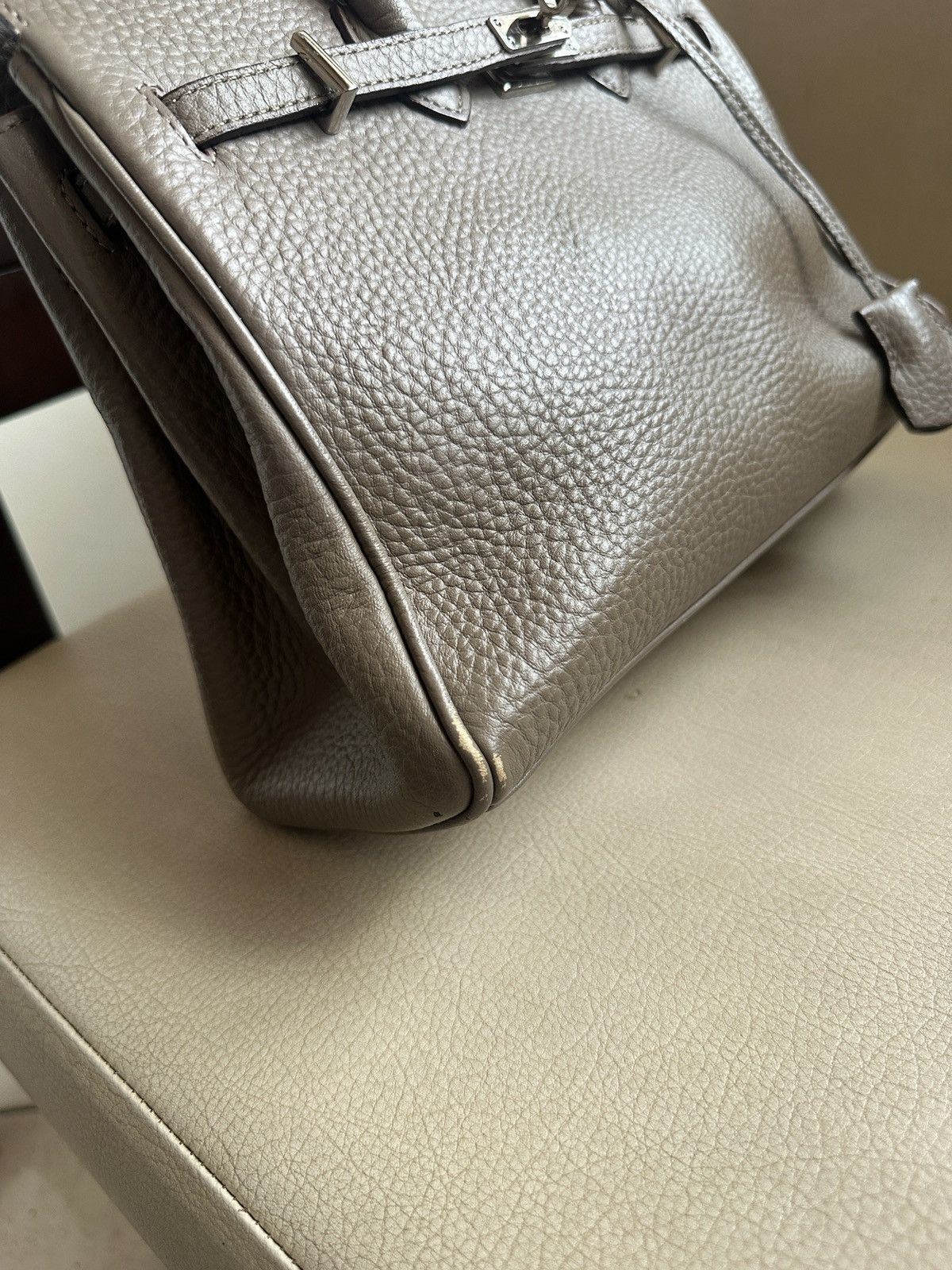 Japanese Brand Custom made Leather Etoupe Birkin Bag Size ONE SIZE - 8 Thumbnail