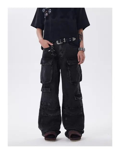 VIBE Baggy Cargo Black Denim Jeans Size US 28 / EU 44 - 1 Thumbnail