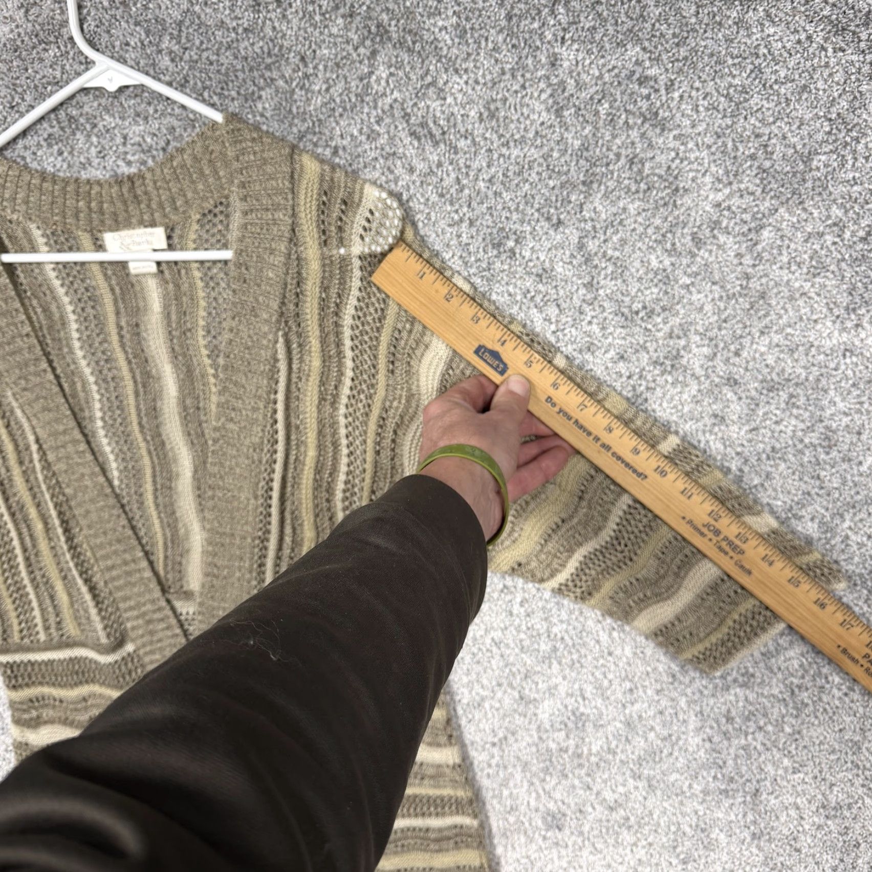 Vintage VINTAGE Christopher & Banks Cardigan Sweater M Beige Open-Knit 3/4 Sleeve Dolman Striped Women's Knit Open Front Casual Fall Spring Womens Mens? Size M / US 6-8 / IT 42-44 - 3 Thumbnail