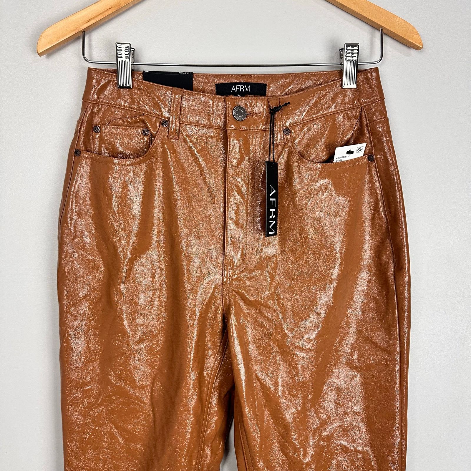 Other AFRM Revolve Heston Faux Camel Leather High Rise Pants 26 Size 26" / US 2 / IT 38 - 6 Thumbnail