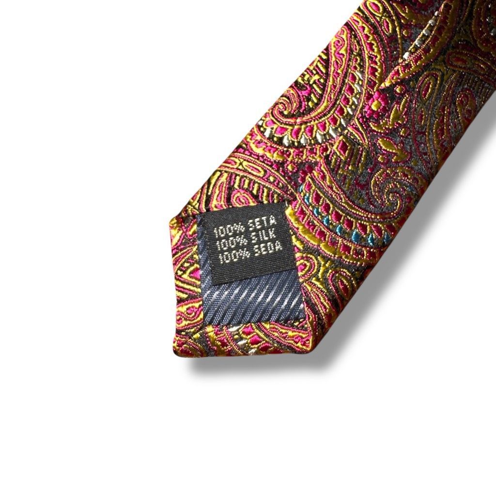 Barena Venezia Venezia Pink Paisley 100% Silk Handmade in Italy Neck Tie Size ONE SIZE - 5 Thumbnail