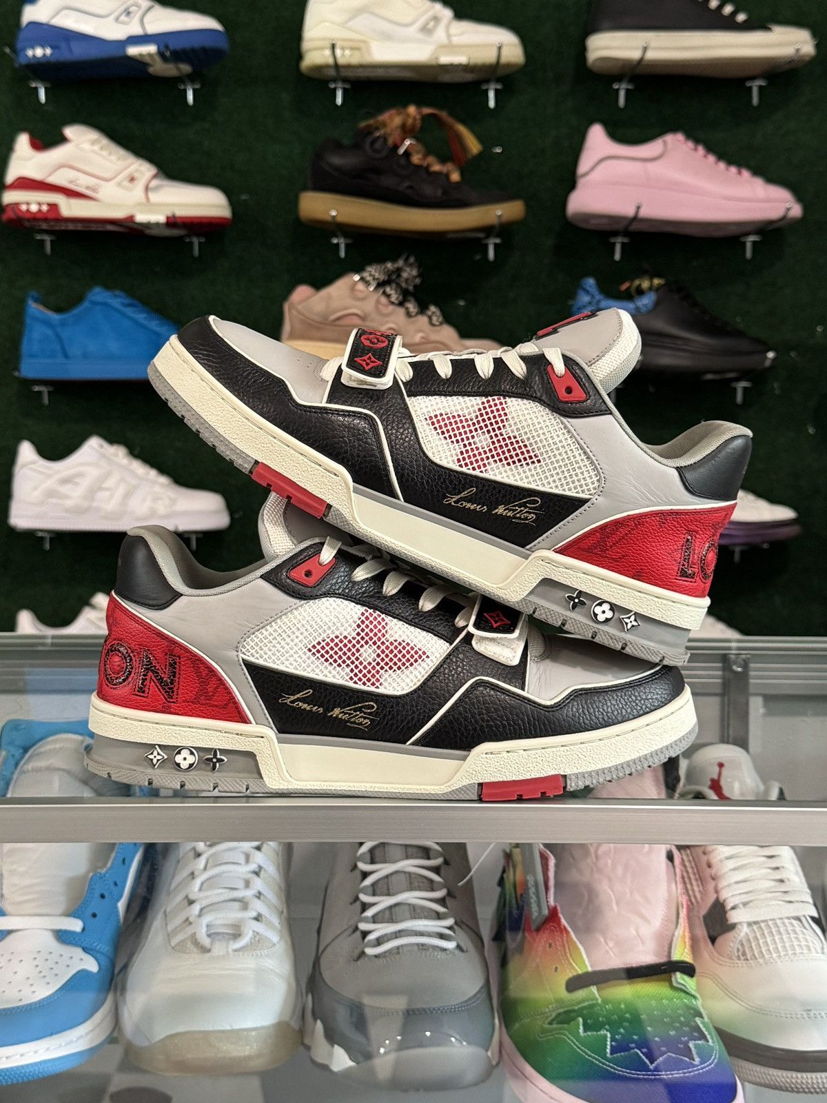 Louis Vuitton Louis Vuitton Trainer Strap Black Grey Red 1AC4ZU Size US 10 / EU 43 - 1 Thumbnail