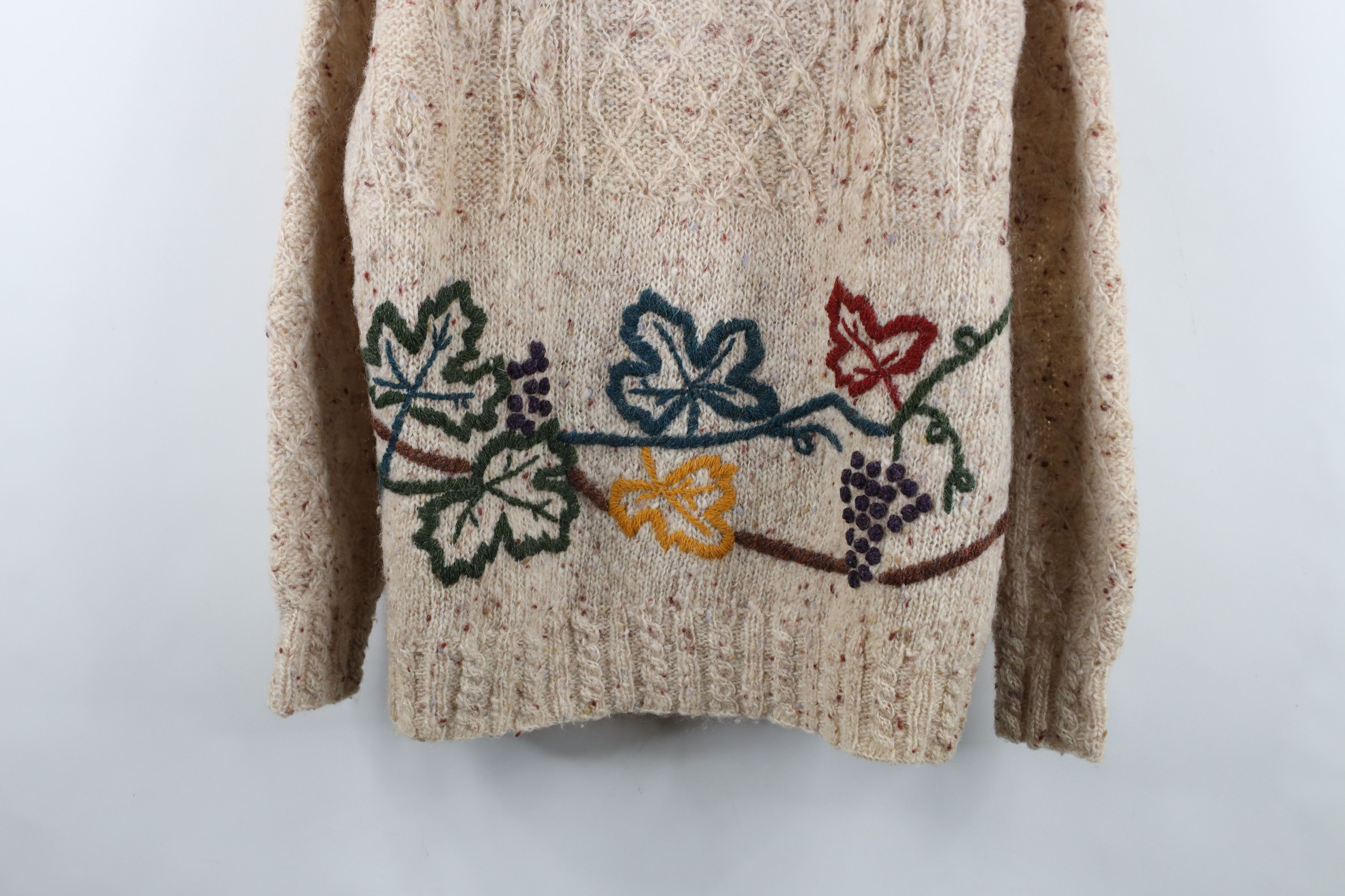 Vintage Vintage 90s Streetwear Leaf Cable Knit Mock Neck Sweater Size M / US 6-8 / IT 42-44 - 3 Thumbnail