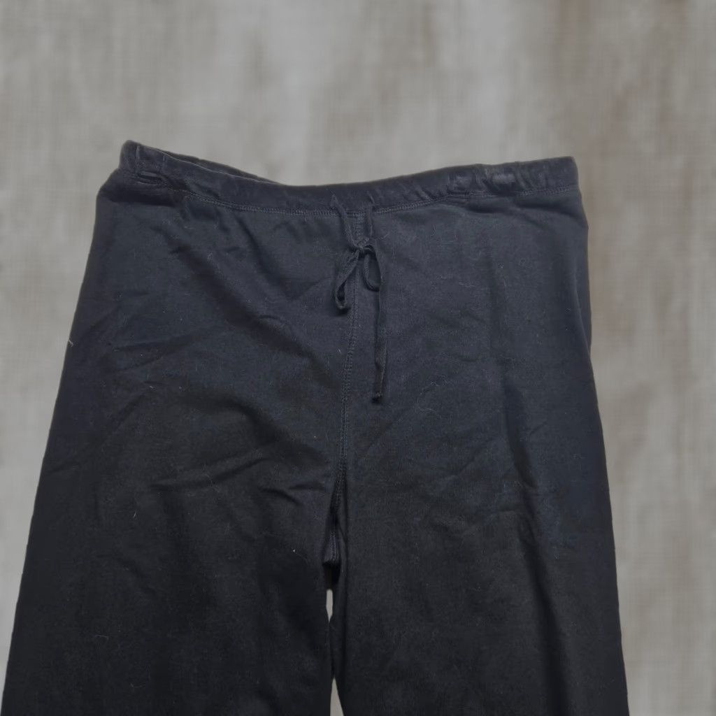 Vintage Onque Casuals Pants Ladies Solid Black Tie Waist L Regular Black Cotton Blend Knit Straight Front Pockets 20in Inseam Womens Size 36" / US 14 / IT 50 - 1 Thumbnail