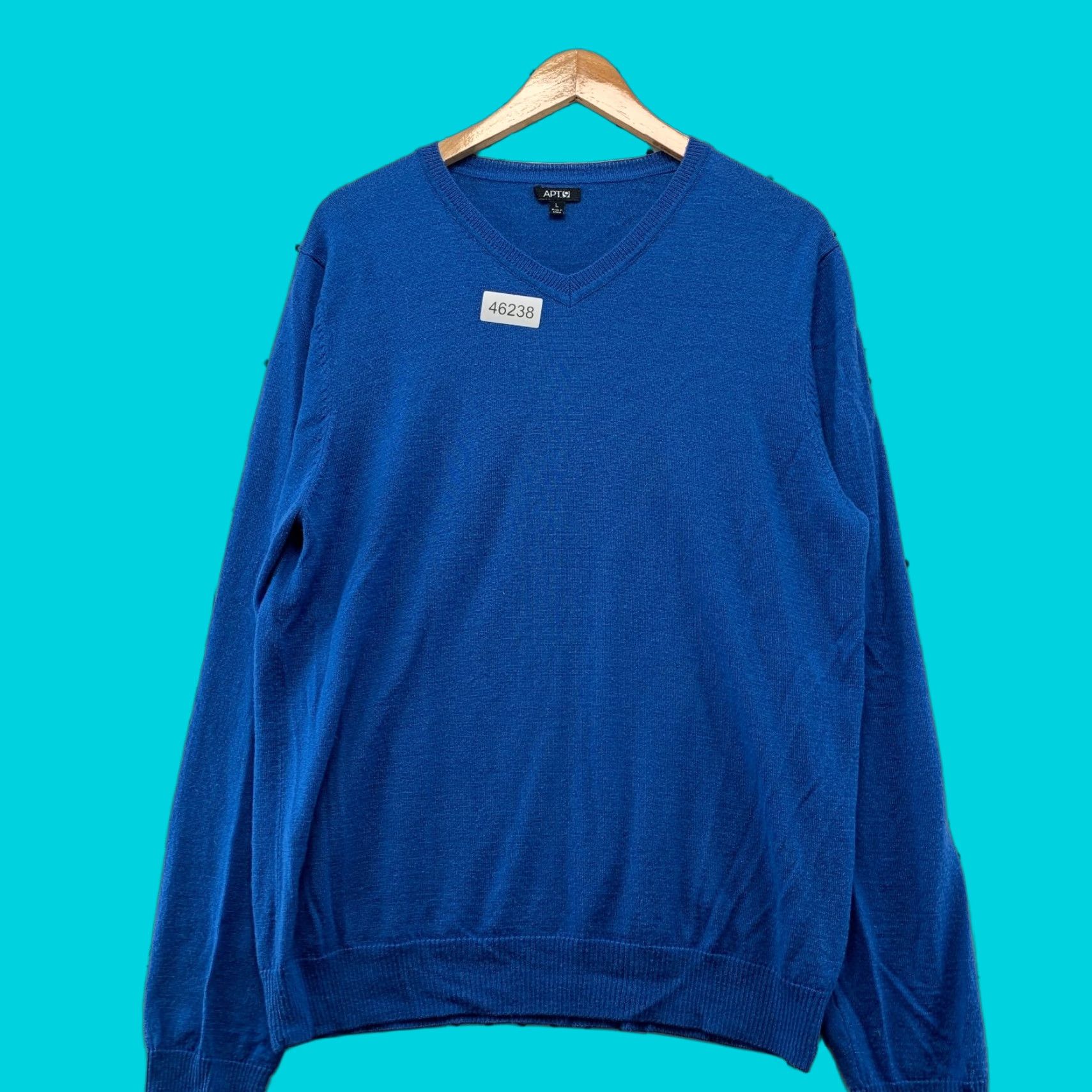 Apt. 9 APT. 9 Merino Wool Sweater Mens L Blue V-Neck Lightweight Business Work Shirt Size US L / EU 52-54 / 3 - 1 Thumbnail