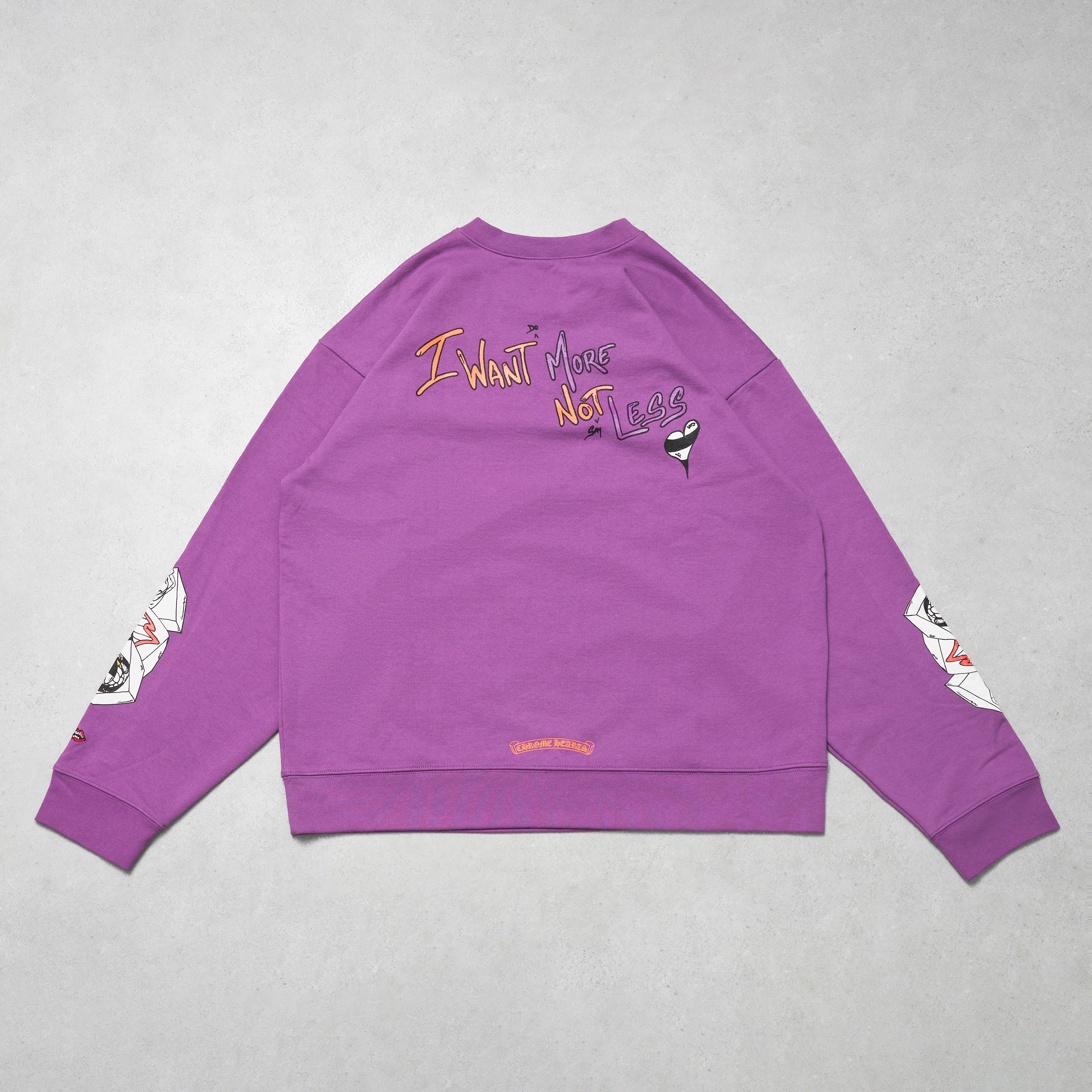 スウェット・トレーナー Chrome Hearts Matty Boy I Want More Not Less Crewneck Purple Chrome Hearts CHROME HEARTS Matty Boy I Want More Not Less