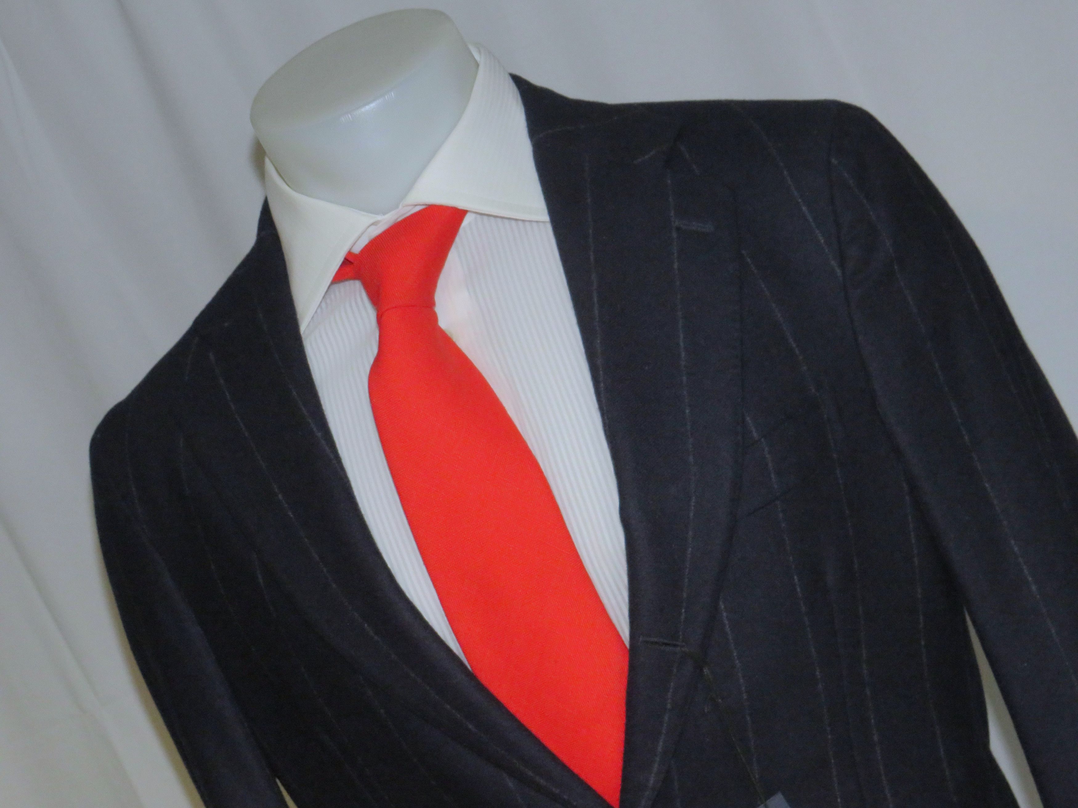 Drake's Navy Blue Chalk Stripe Flannel Three Roll Two Suit 38R NWT Size 38R - 6 Thumbnail