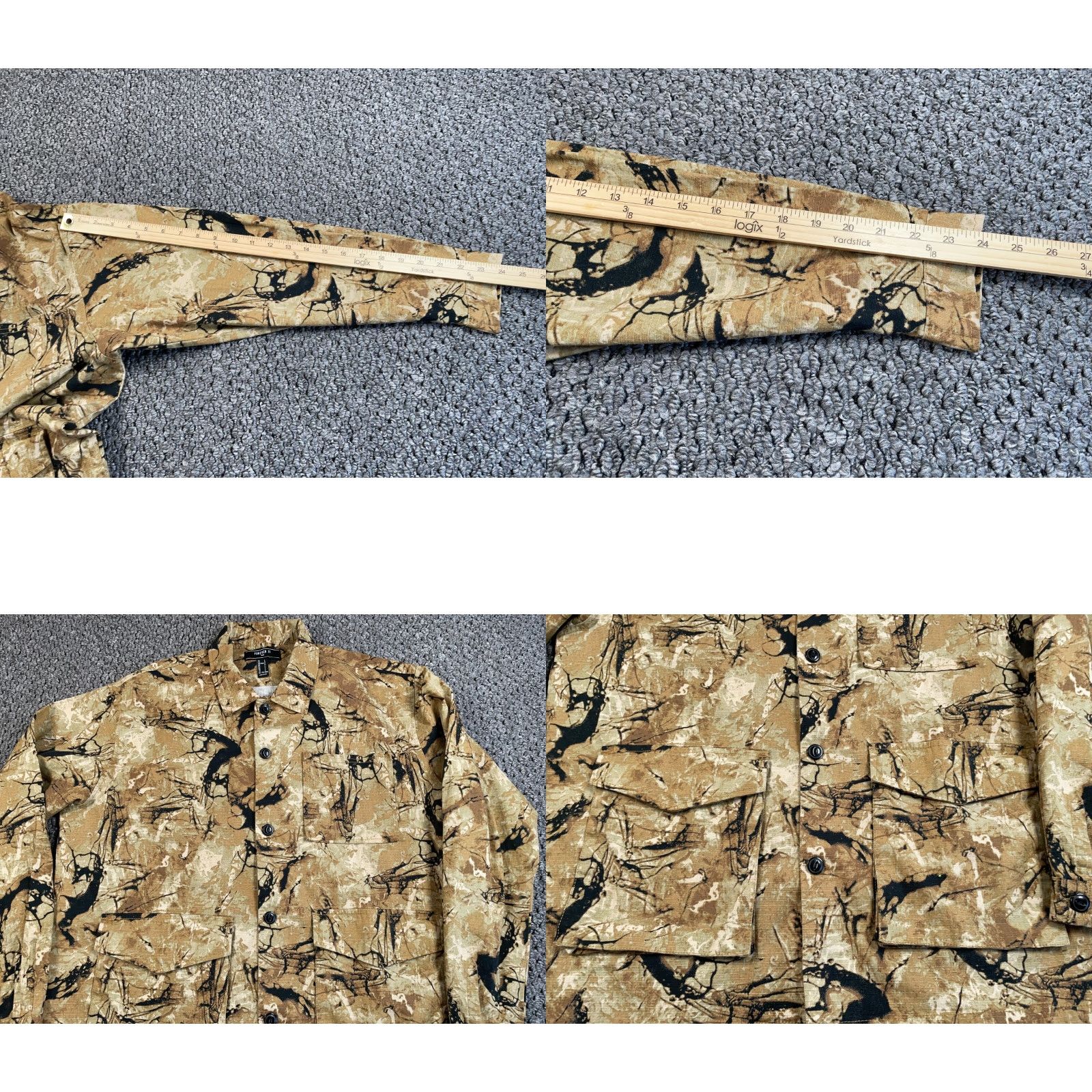 Forever 21 FOREVER 21 Shirt Adult Large Brown Camouflage Cotton Lightweight Long Sleeve Button-Up Pockets Field Mens Size US L / EU 52-54 / 3 - 8 Thumbnail