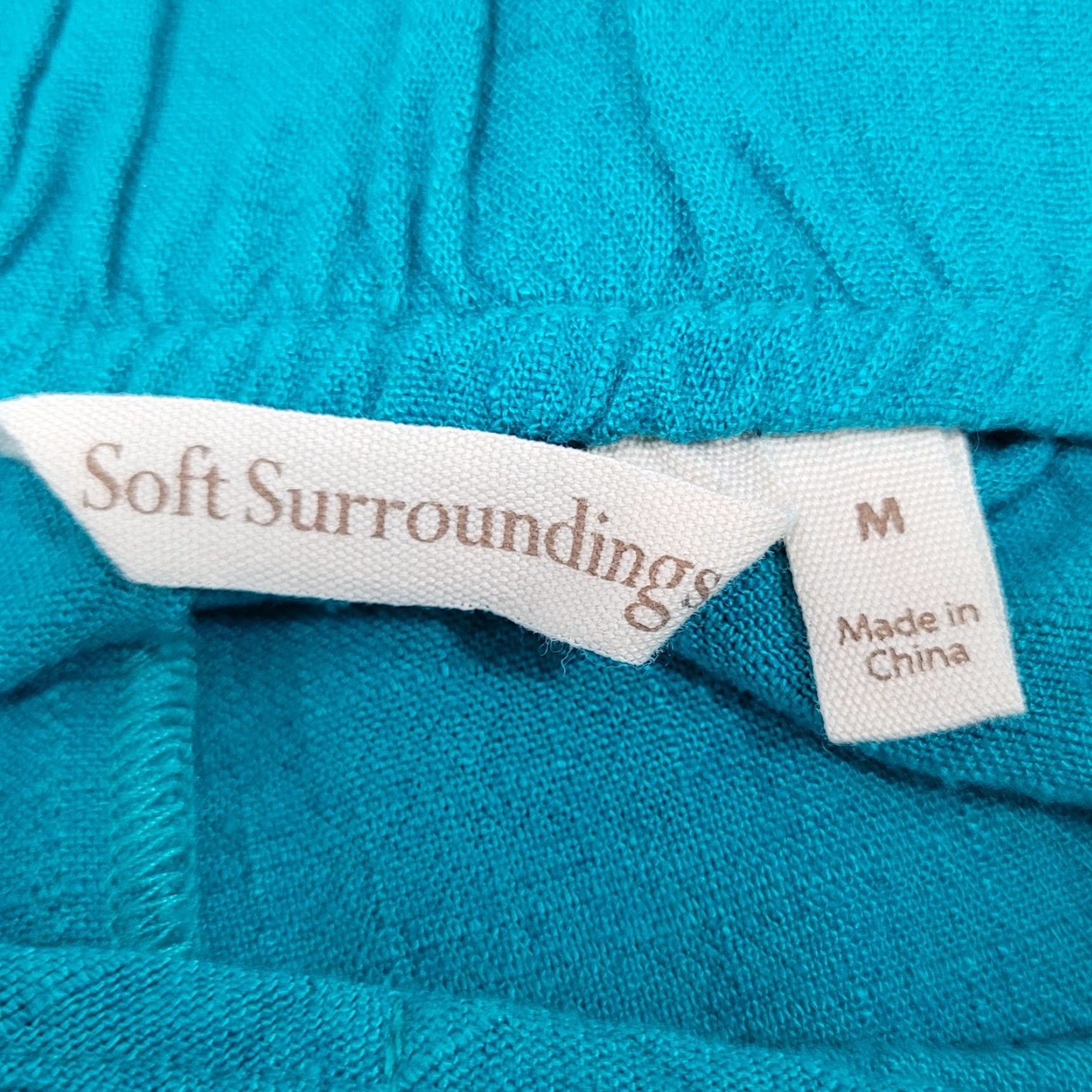 Soft Surroundings Soft Surroundings Blue Linen Blend High Rise Wide Leg Crop Pants Medium (32x21) Size 32" / US 10 / IT 46 - 3 Thumbnail