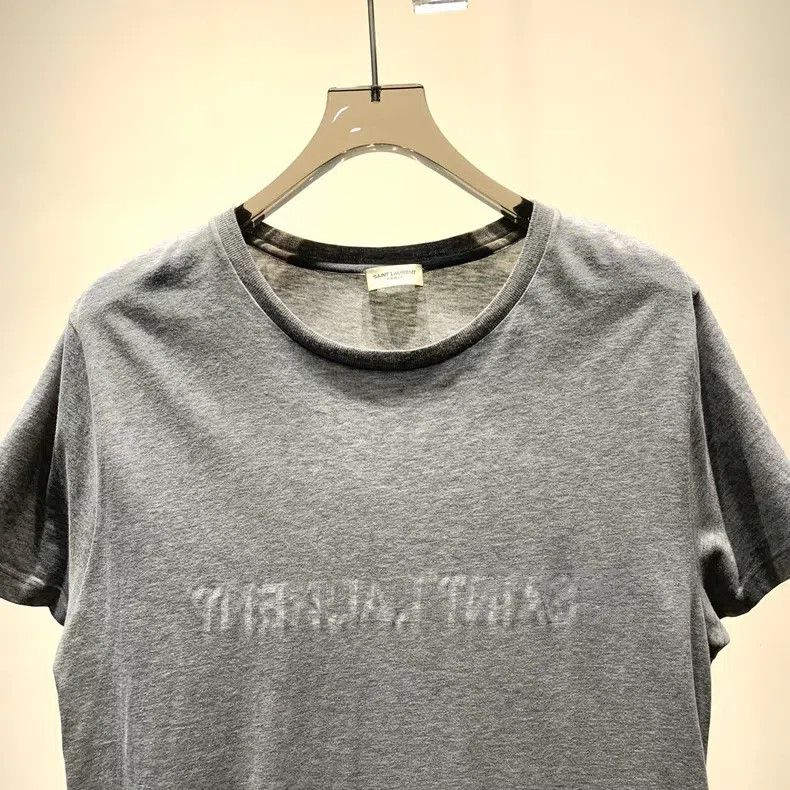 Saint Laurent Paris Saint Laurent Paris Grey Chest Logo Short Sleeve Size US XXL / EU 58 / 5 - 5 Thumbnail