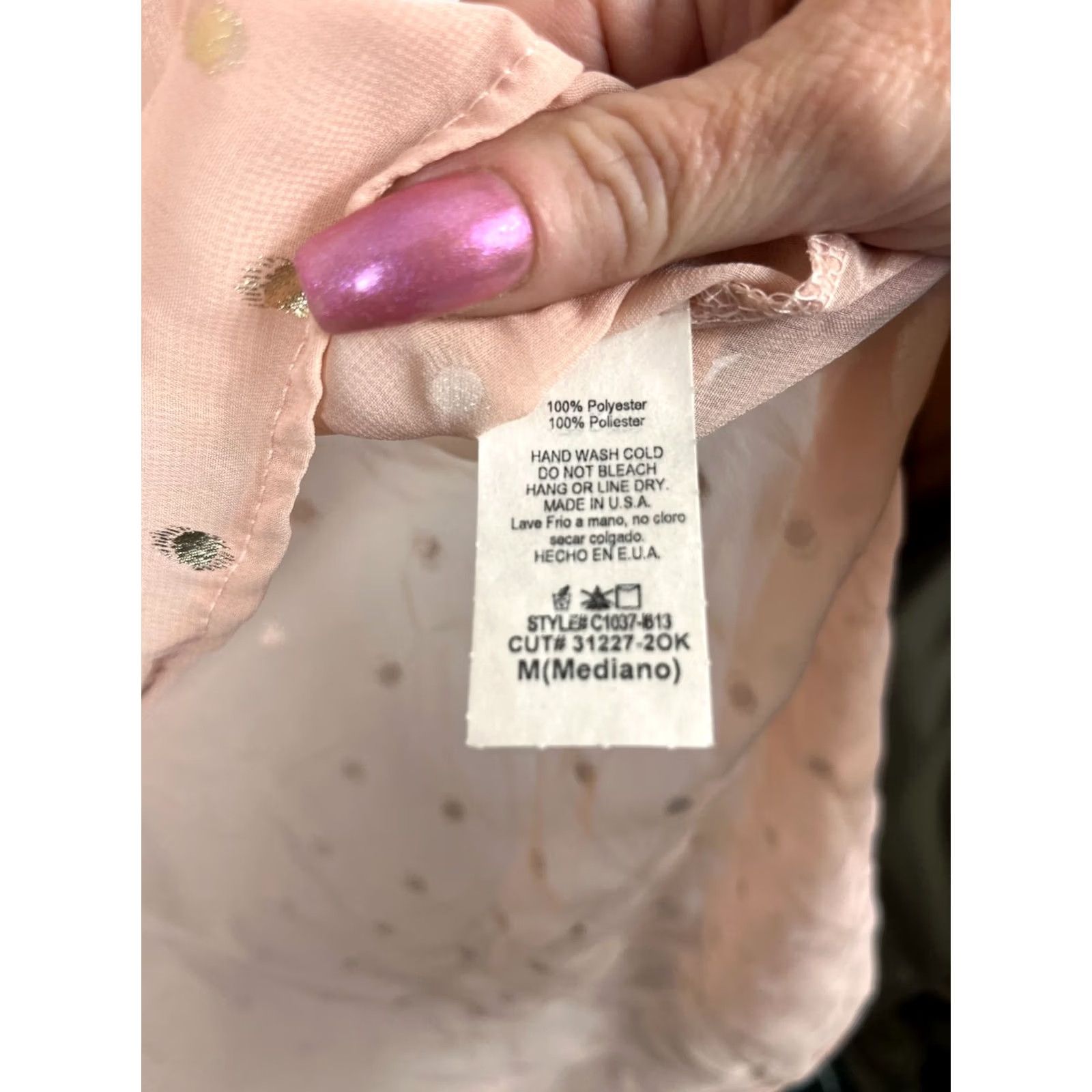 Vintage Love J Shirt Women Medium Button Up Sheer Sleeveless Casual Tank Blouse Peach gold buttons 31227-20K Size M / US 6-8 / IT 42-44 - 6 Thumbnail