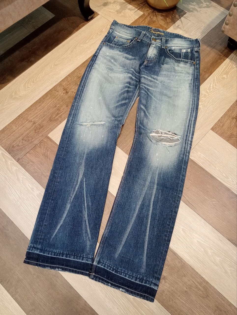 Vanquish VANQUISH GOLD JAPAN BLUE DISTRESSED DENIM PANTS Size US 34 / EU 50 - 2 Thumbnail