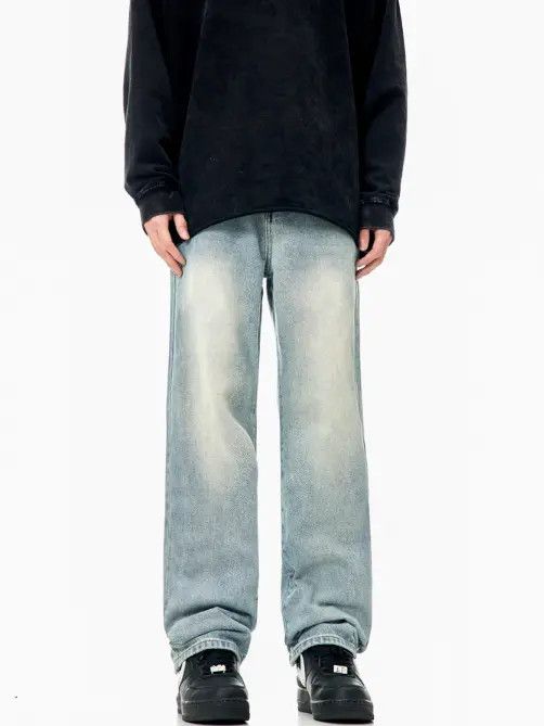 VIBE American retro washed distressed blue simple loose jeans Size US 32 / EU 48 - 3 Thumbnail