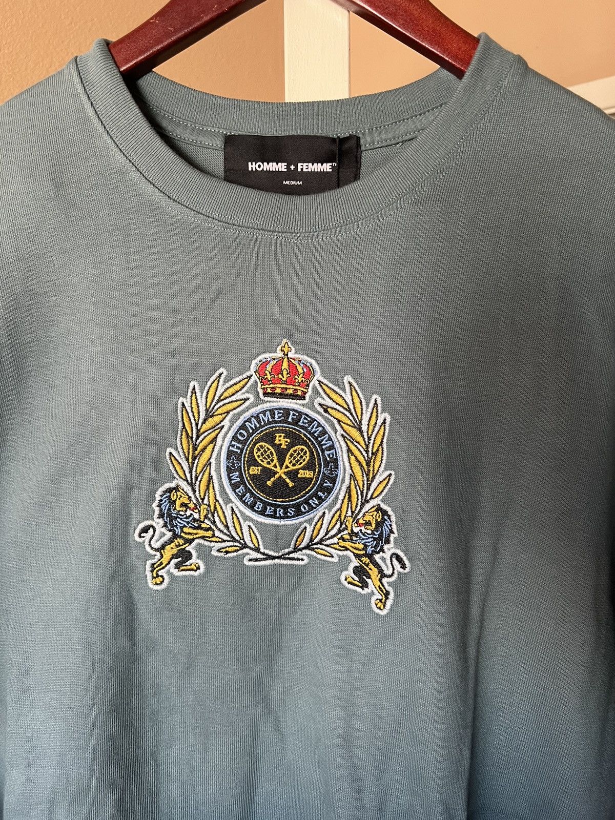 Homme + Femme La Homme Femme Tennis Crest Teal Tee Size US M / EU 48-50 / 2 - 1 Thumbnail